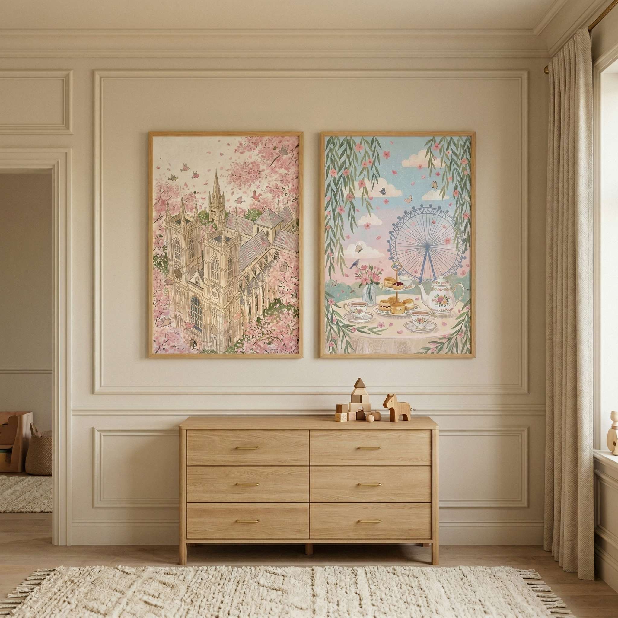 Soft Pastel Wall Art Set of 2 - Spring Blossom Sights