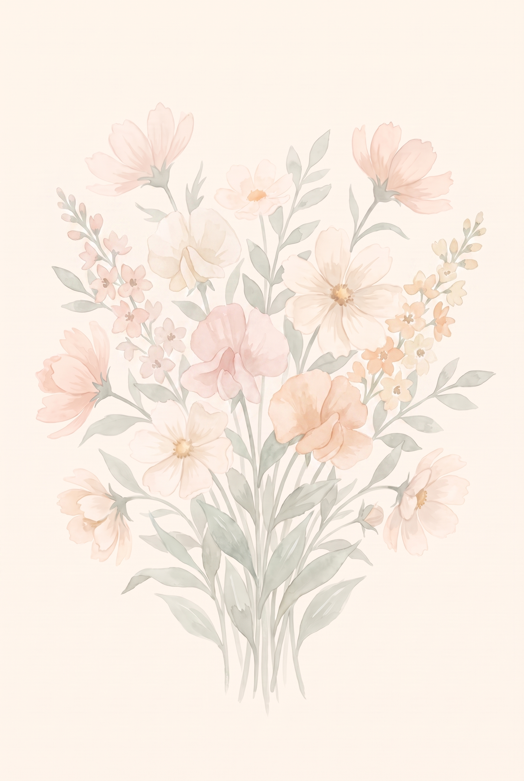 Soft Pink Botanical Floral Wall Art - Soft Pastel Blooms