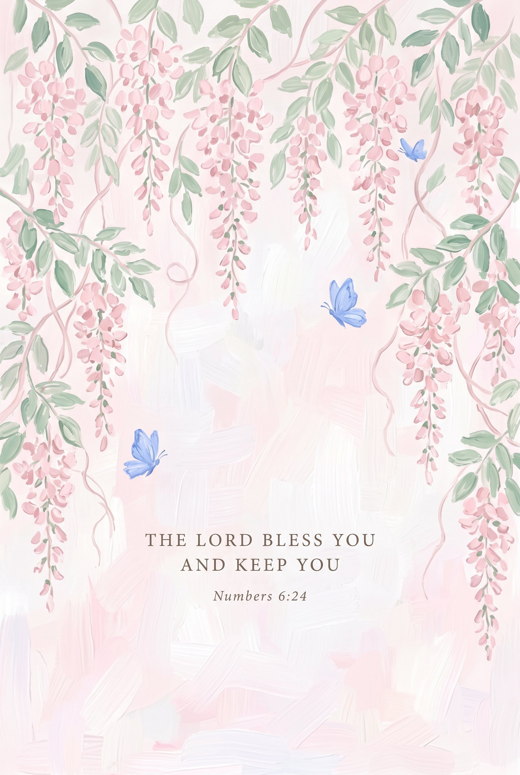 Soft Pink Hanging Wisteria Bible Wall Art - Wisteria Blessings