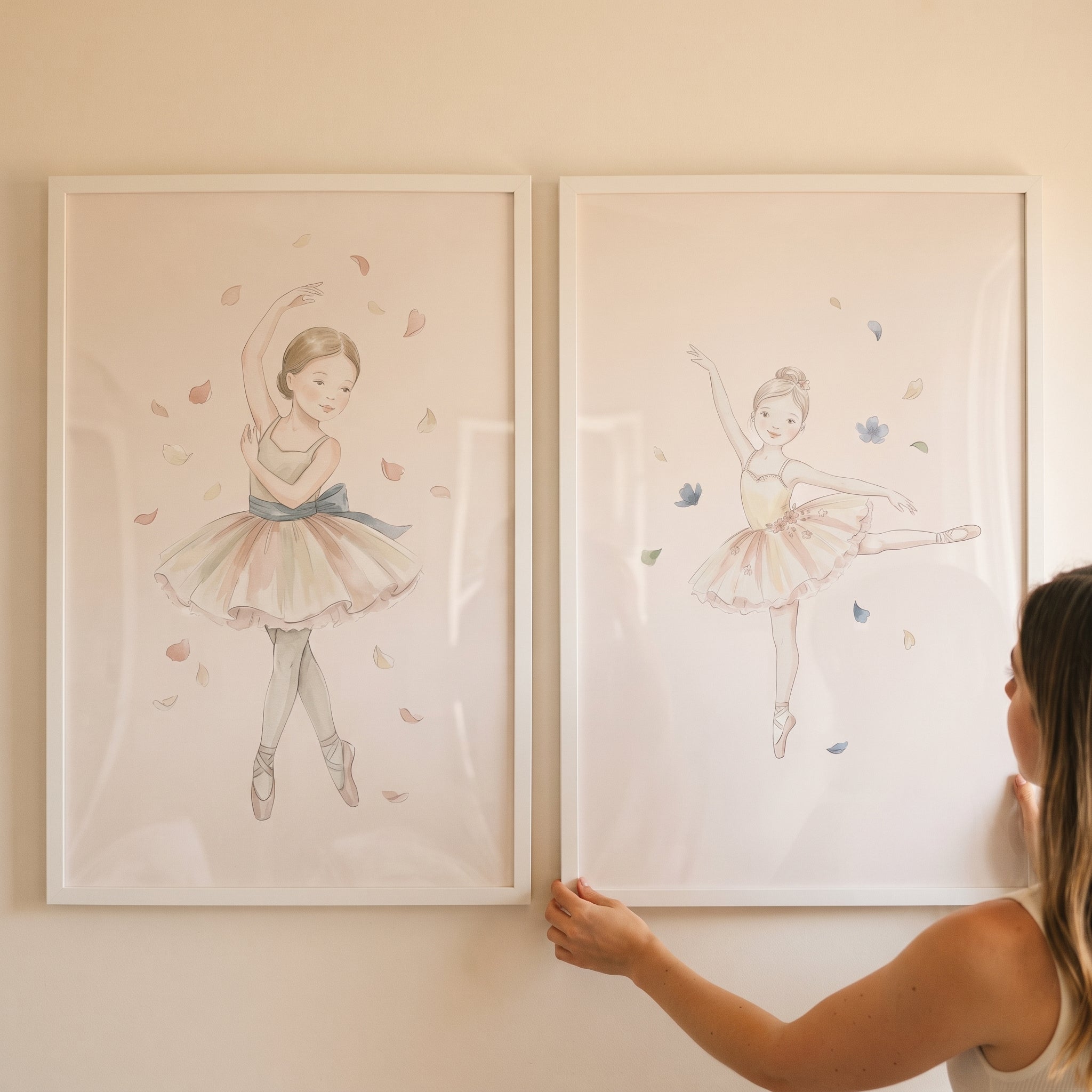 Soft Pose Little Ballerina Wall Art Set of 2 - Dainty Dance Duo