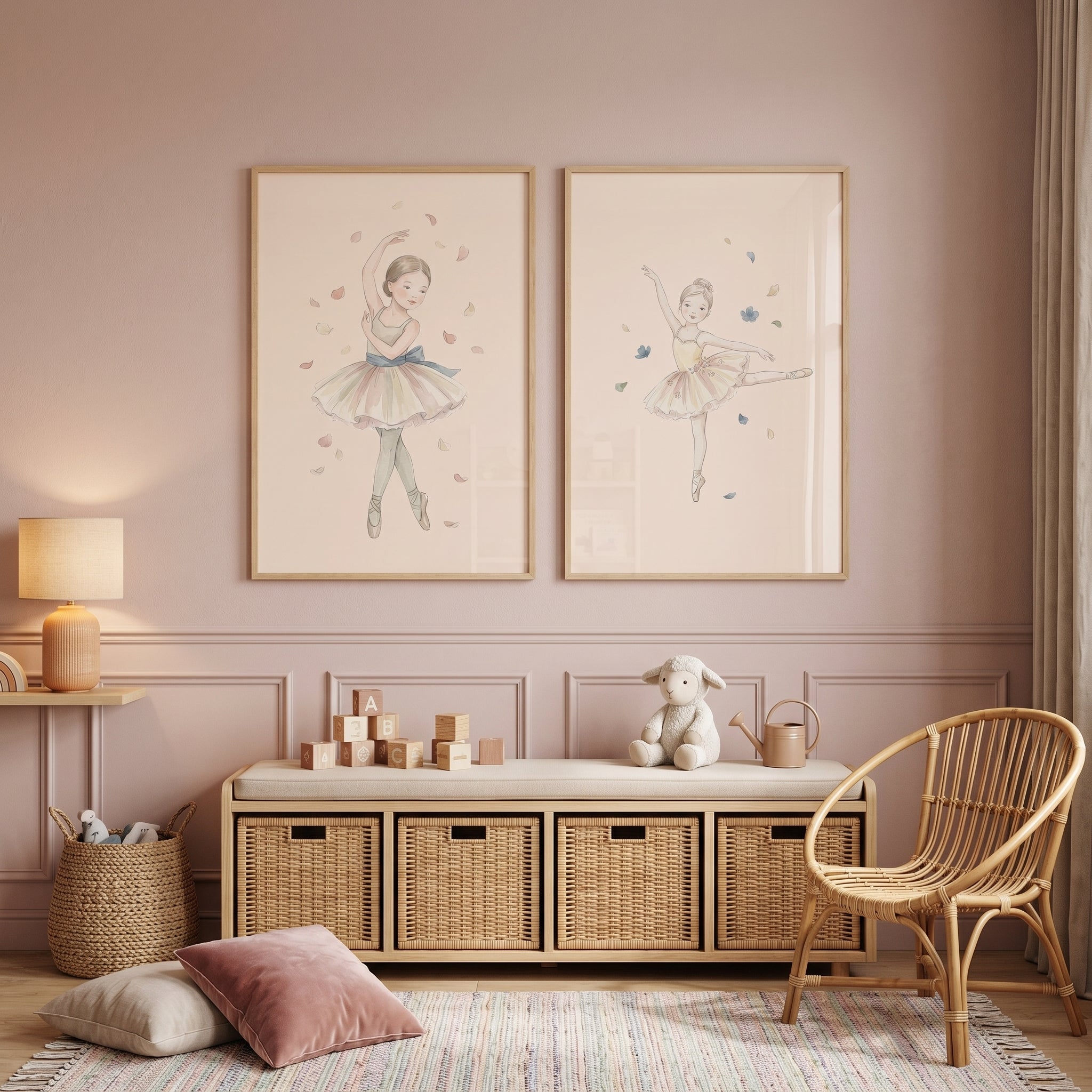 Soft Pose Little Ballerina Wall Art Set of 2 - Dainty Dance Duo