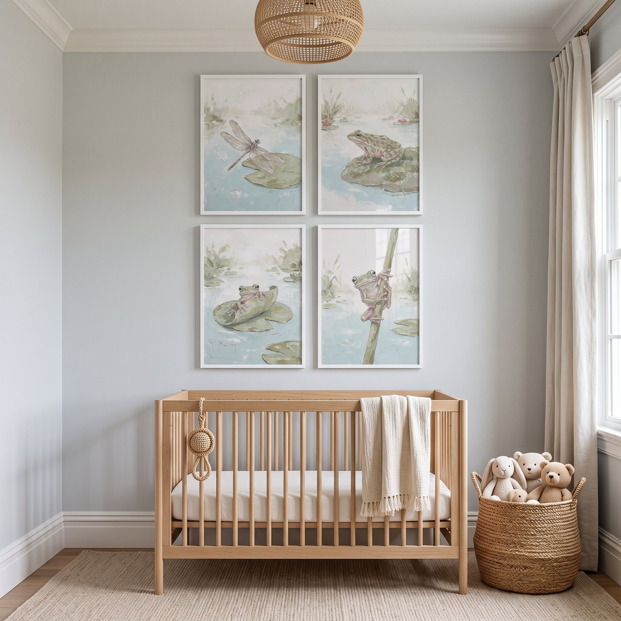 Soft Serene Pond Animals Wall Art Set Of 4 - Quiet Marsh Life