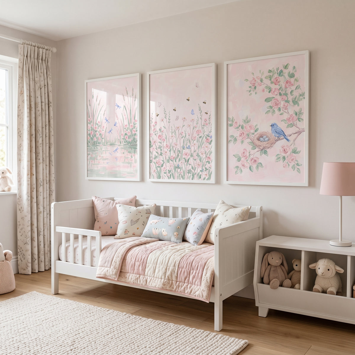 Soft Watercolor Botanical Garden Wall Art Set of 3 - Soft Garden Trio