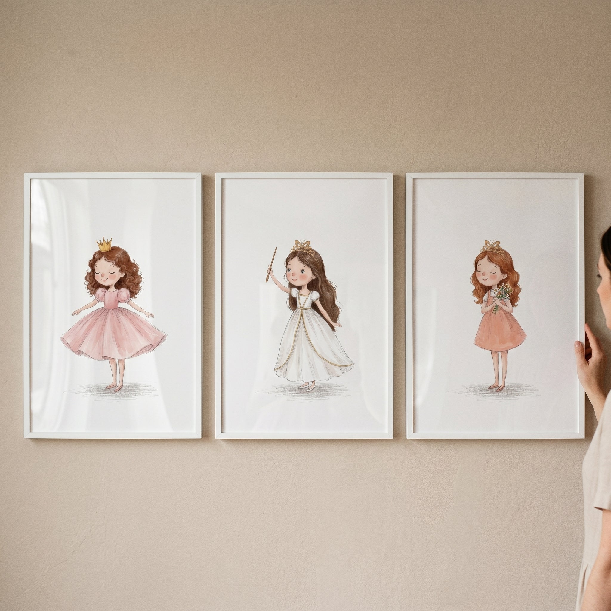 Soft Watercolor Fairy Princess Wall Art Set Of 3 - Little Princess Trio