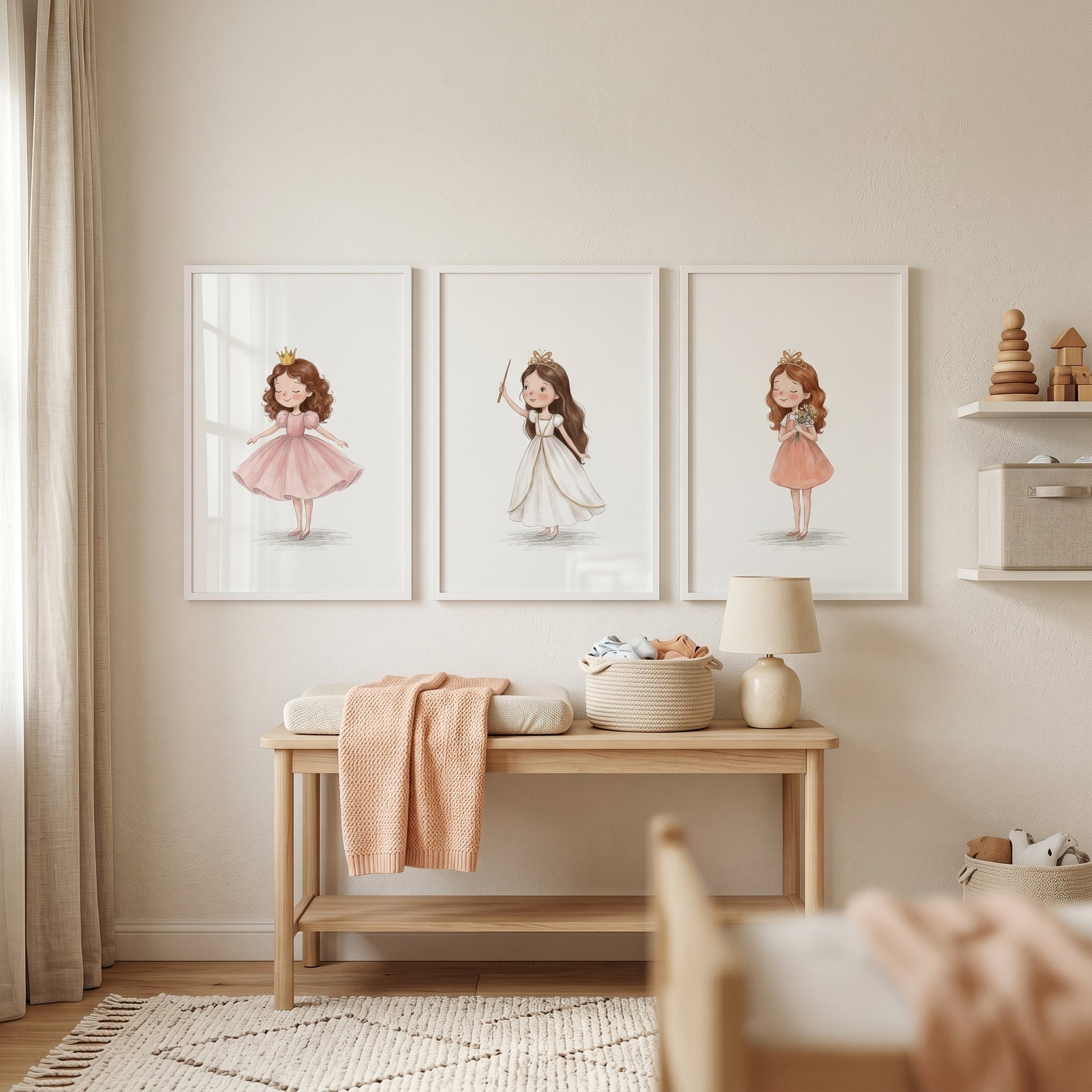 Soft Watercolor Fairy Princess Wall Art Set Of 3 - Little Princess Trio