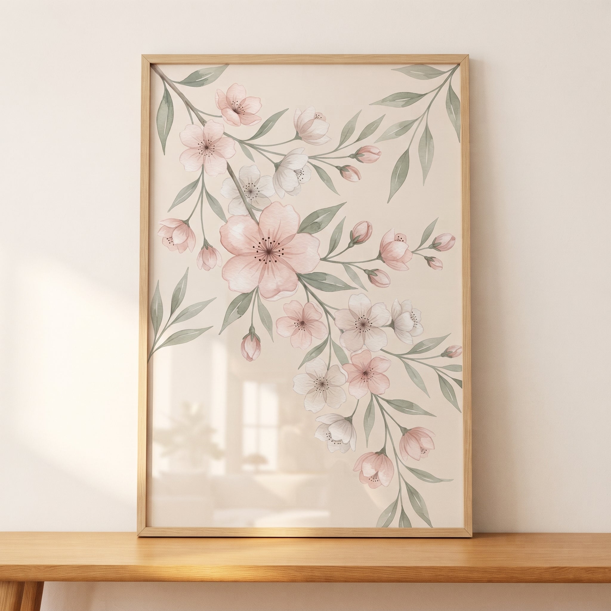 Soft Watercolor Pink Floral Wall Art - Soft Petal Bloom
