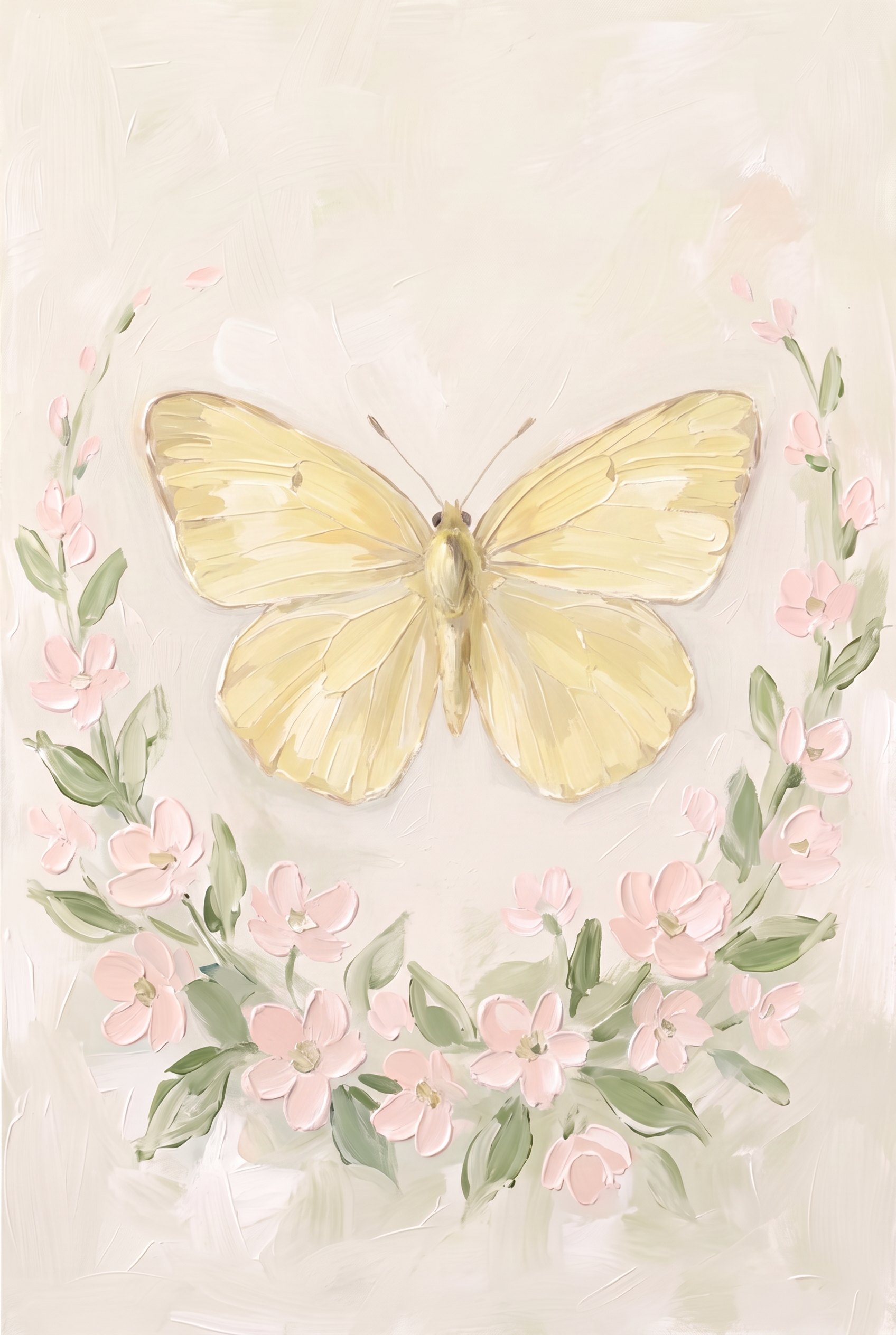Soft Yellow Textured Butterfly Wall Art - Golden Winged Bloom