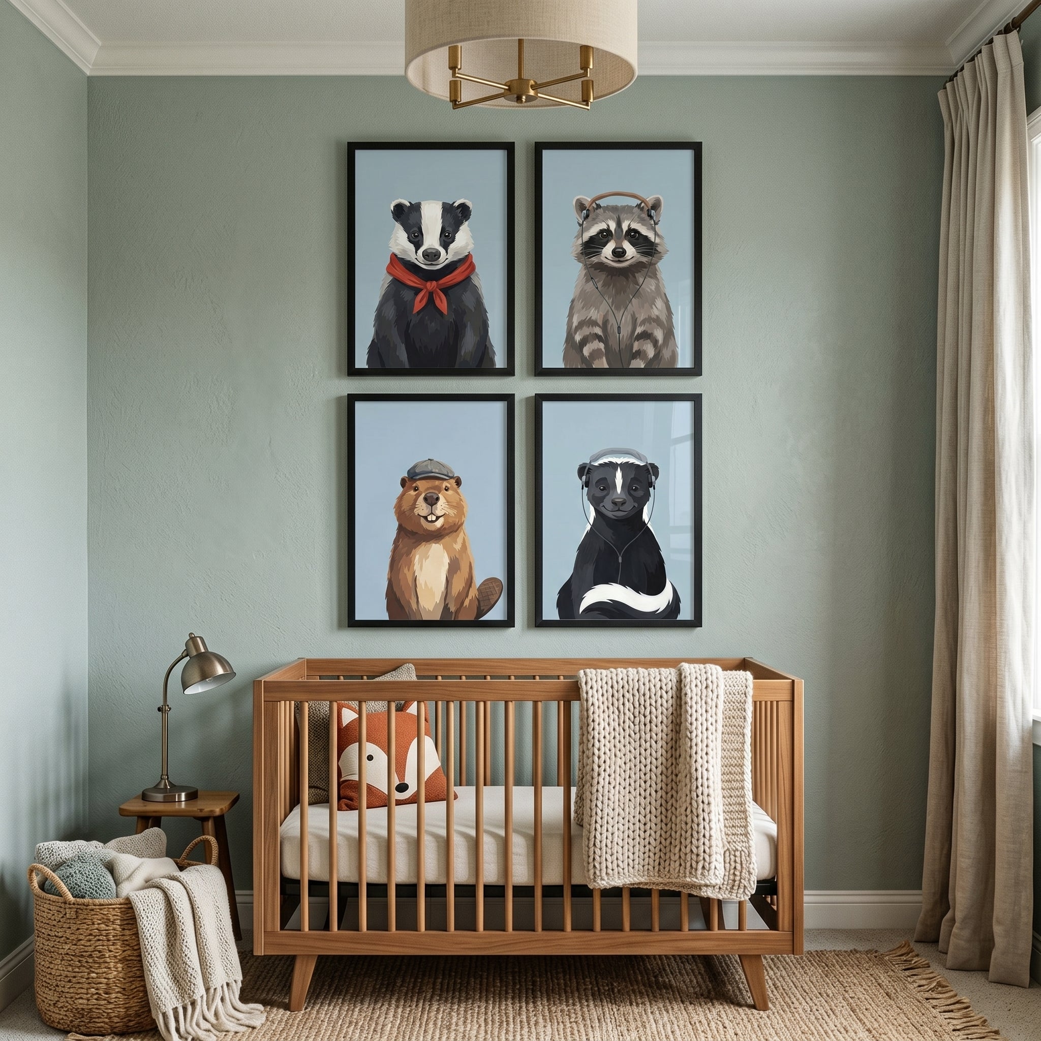 Sophisticated Accessory Forest Animals Artwork Set of 4 - Woodland Hipsters