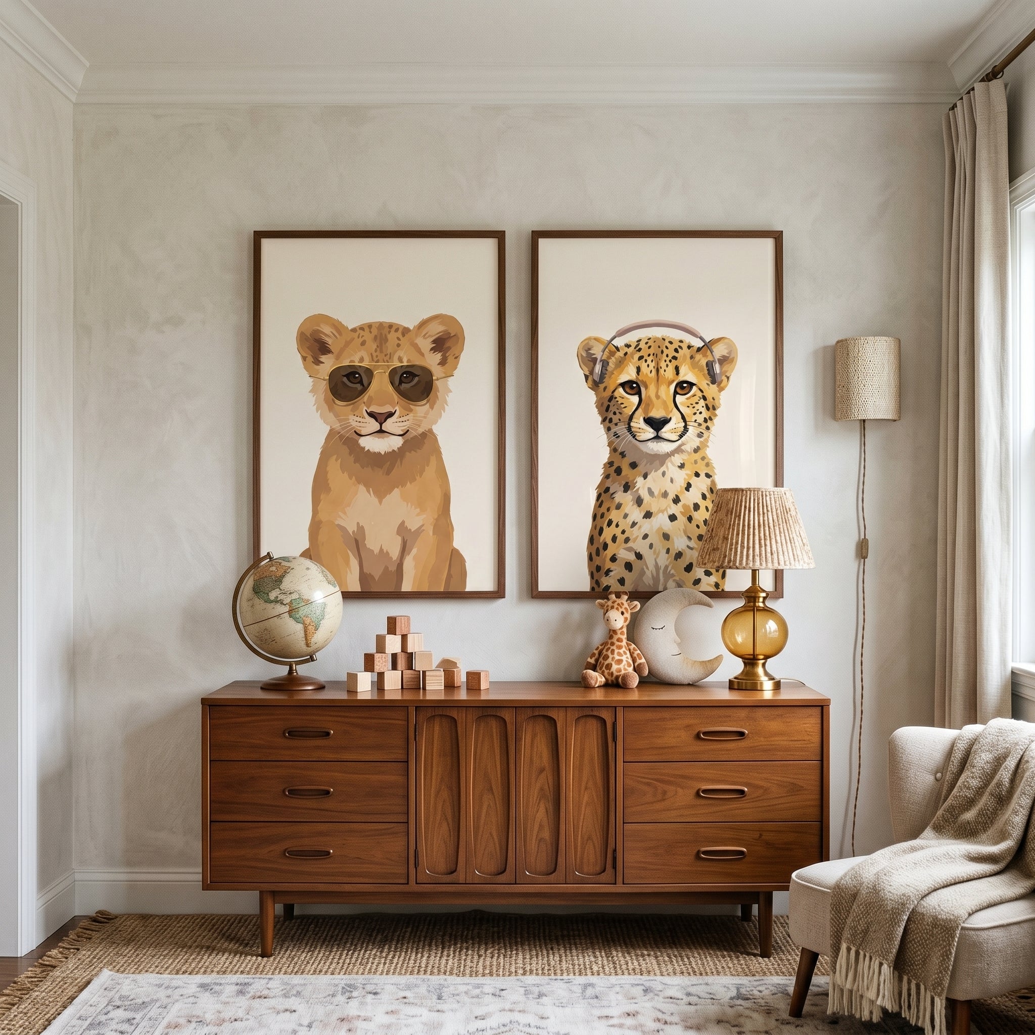Sophisticated Baby Safari Animal Artwork Set of 2 - Cool Safari Cubs