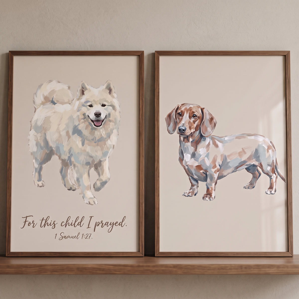 Sophisticated Earthy Pet Dogs Wall Art Set of 2 - Blessed Puppy Art
