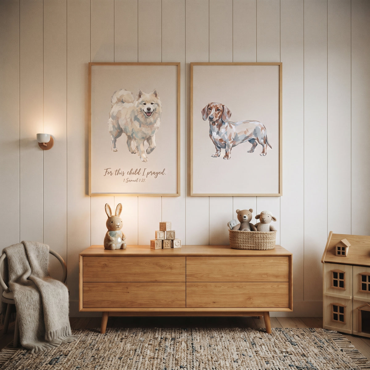 Sophisticated Earthy Pet Dogs Wall Art Set of 2 - Blessed Puppy Art