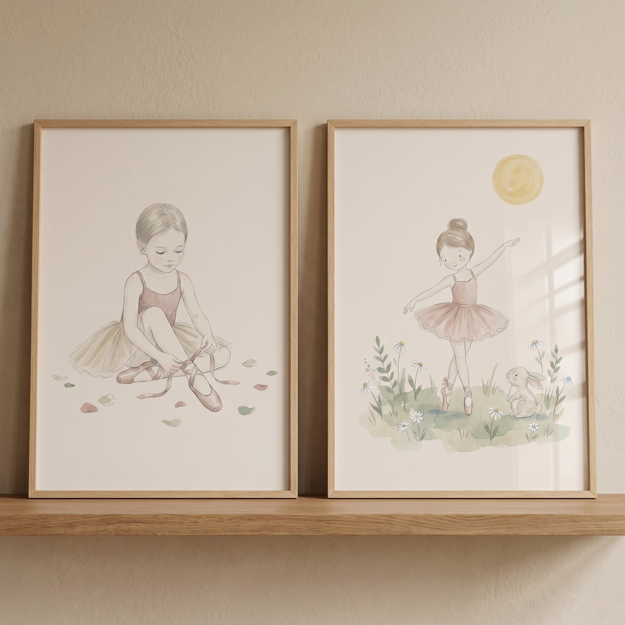 Sophisticated Girl Ballerina Wall Art Set of 2 - Sweet Meadow Dance