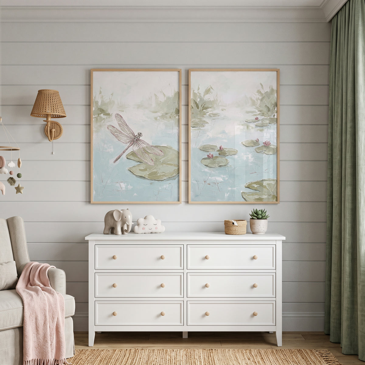 Sophisticated Impasto Pond Wall Art Set of 2 - Serene Lily Waters