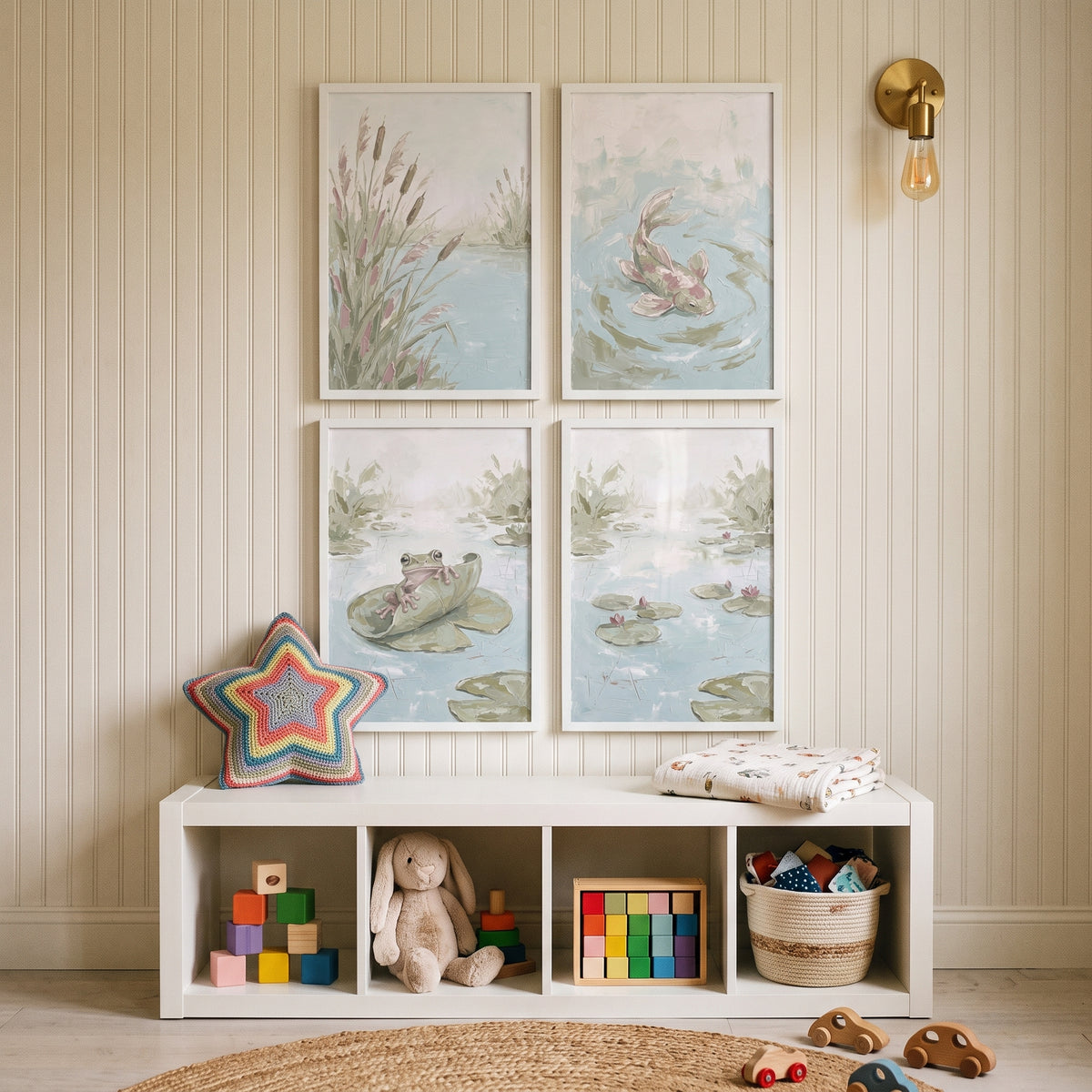 Sophisticated Impasto Style Pond Wall Art Set of 4 - Pondside Peace