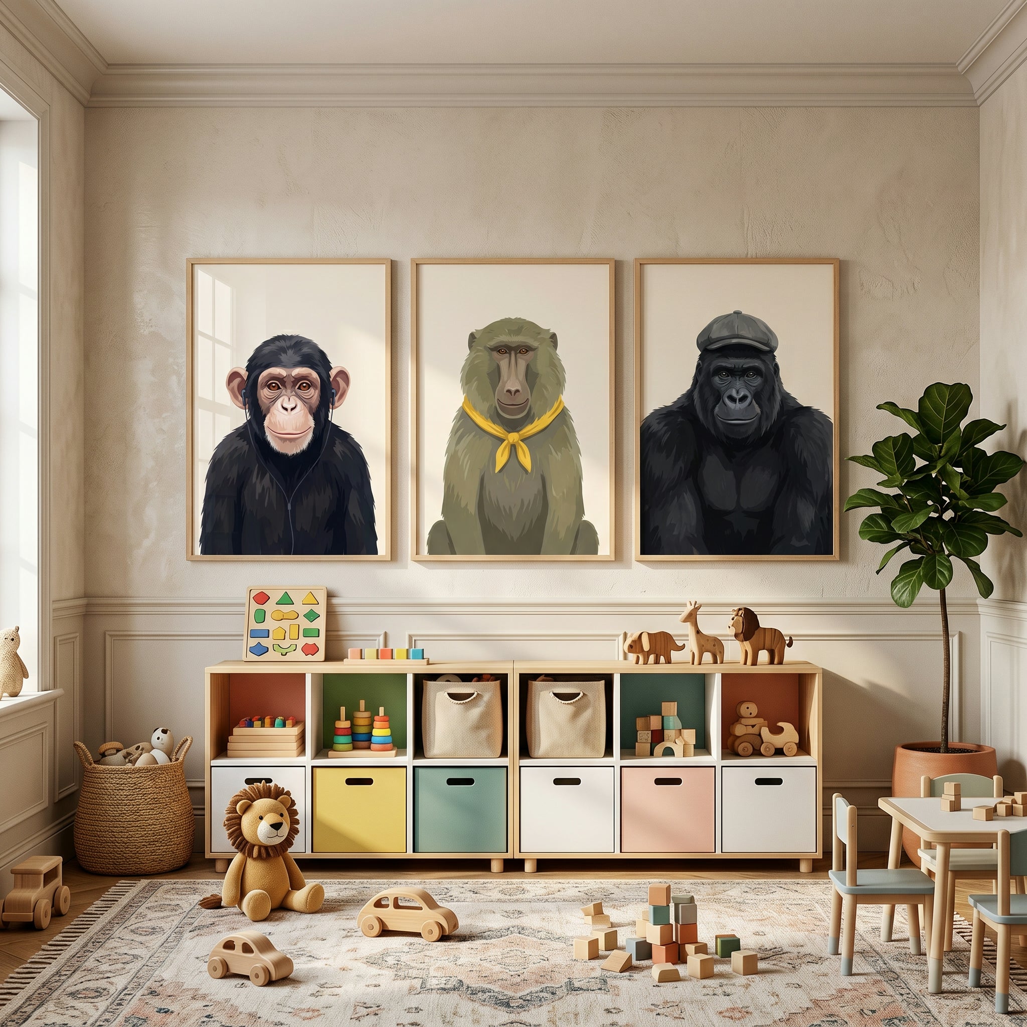 Sophisticated Monkey Wall Art Set of 3 - The Sophisticated Simians