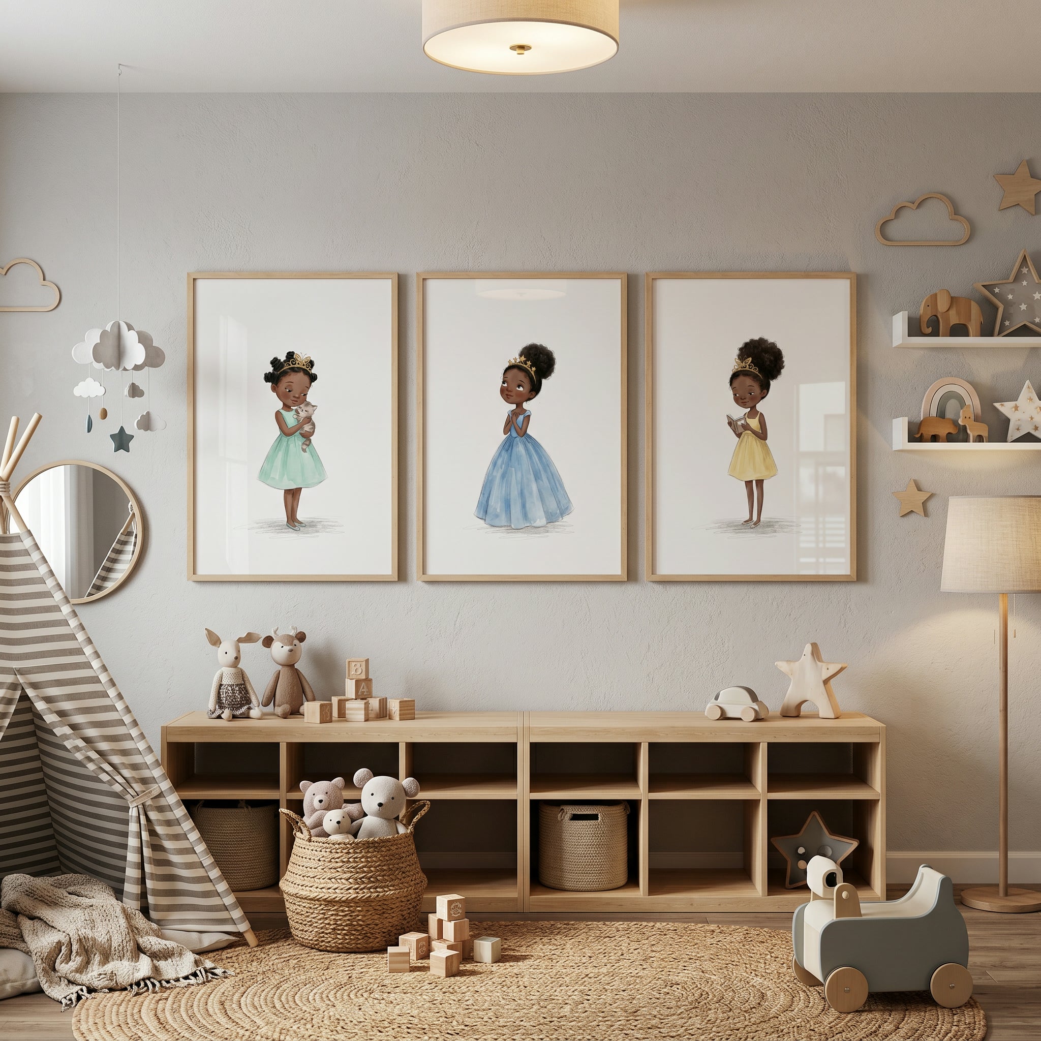 Sophisticated Princess Wall Art Set of 3 - Little Royal Trio