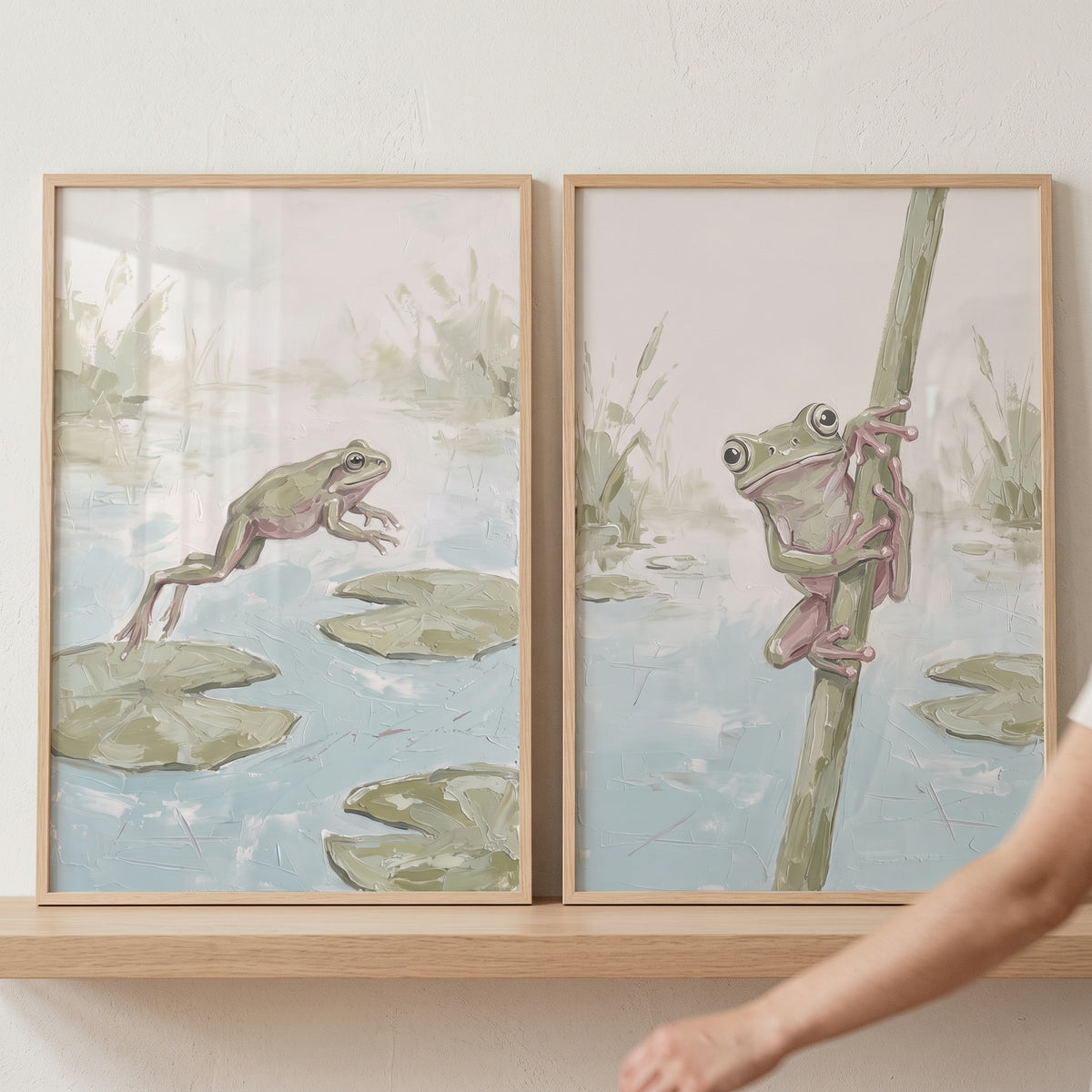 Sophisticated Sage Pond Wall Art Set of 2 - Leap Of Faith