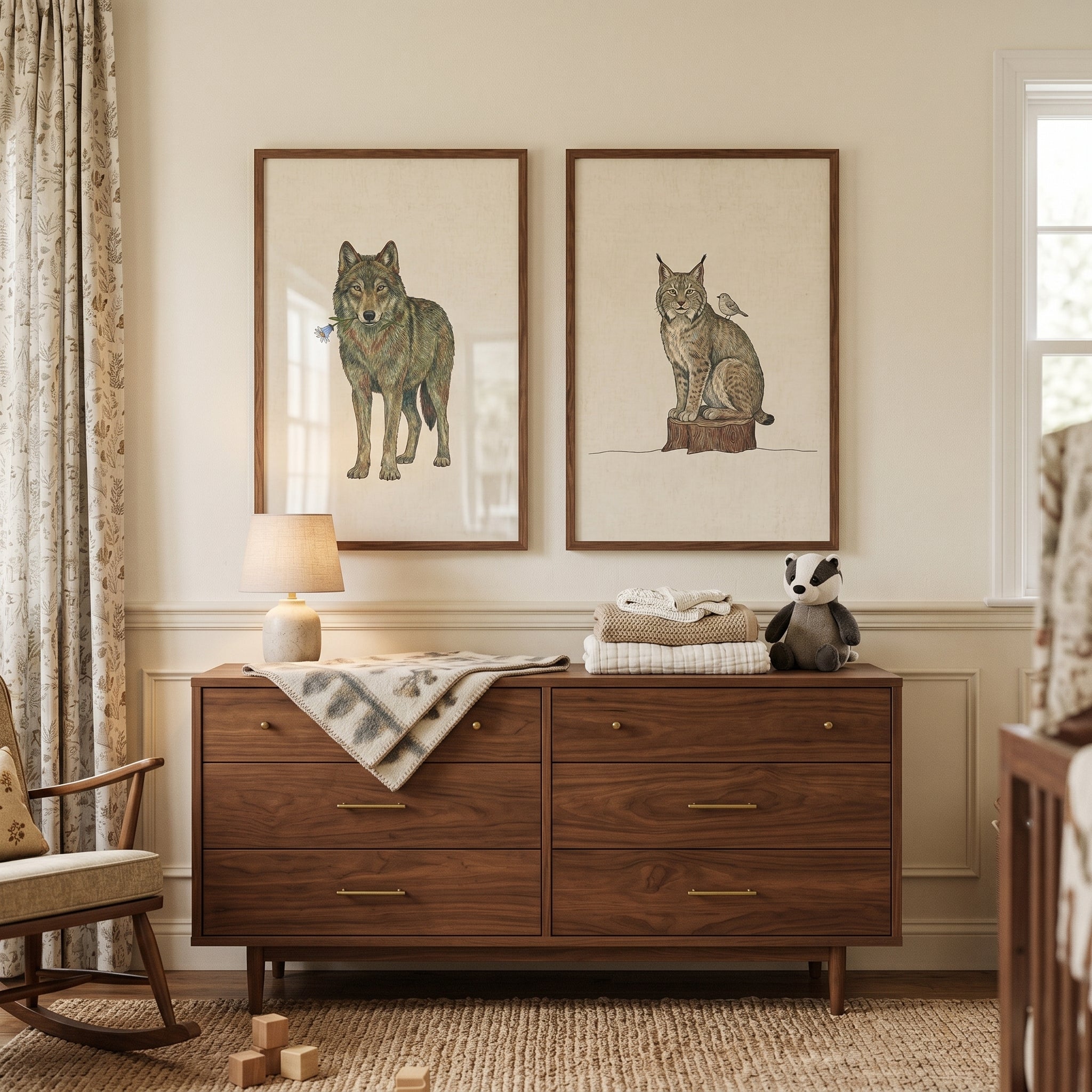 Sophisticated Woodland Animals Wall Art Set of 2 - Untamed Harmony