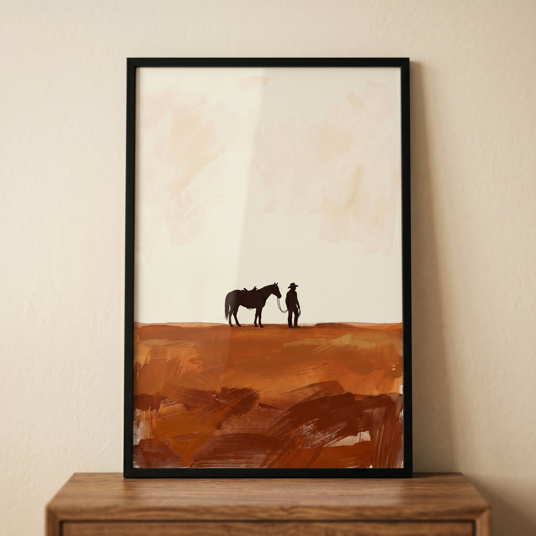 Southwestern Boho Desert Cowboy Wall Art - Dusk Desert Wanderer