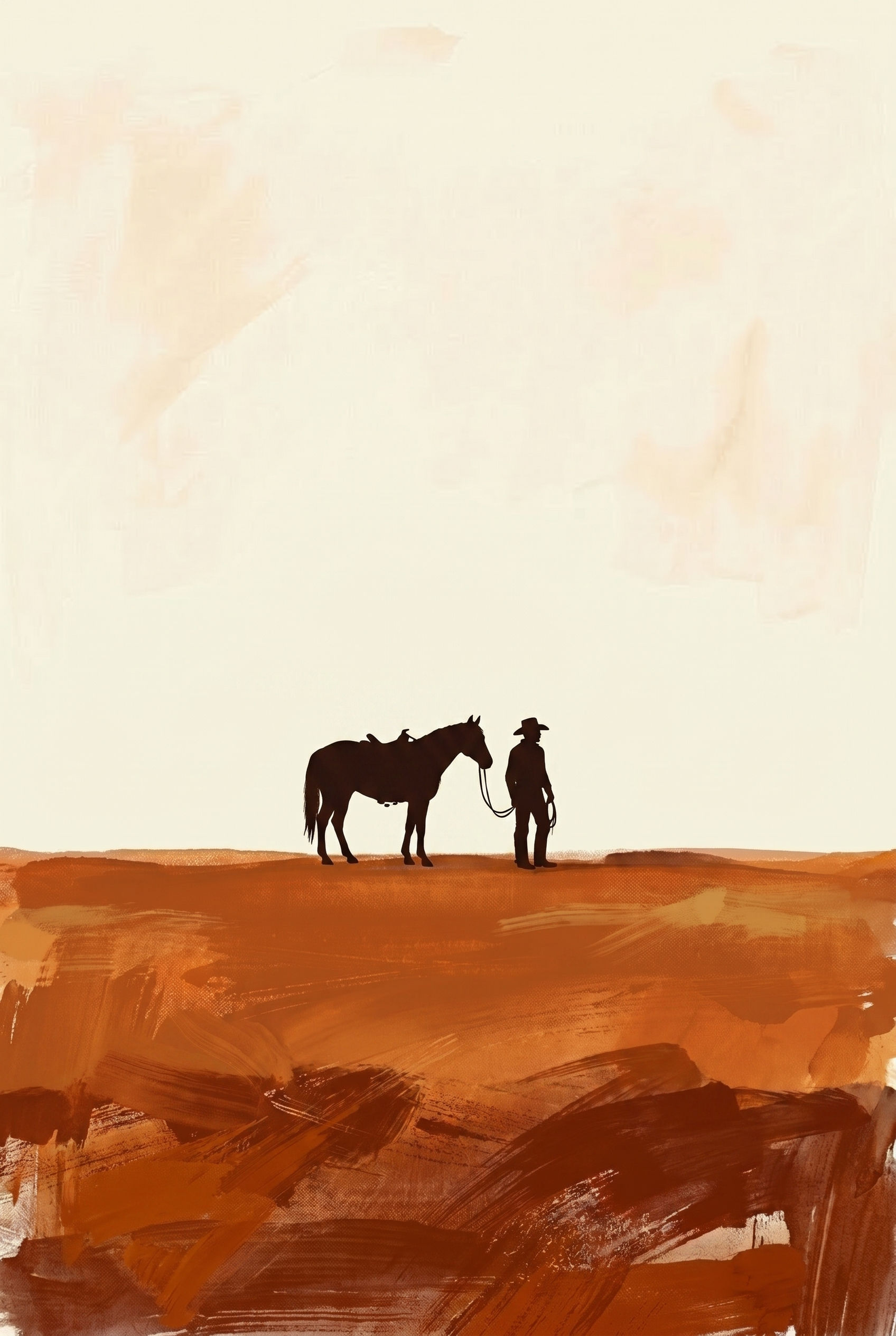 Southwestern Boho Desert Cowboy Wall Art - Dusk Desert Wanderer