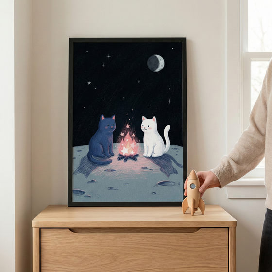 Space Cats Art - Lunar Star Campfire