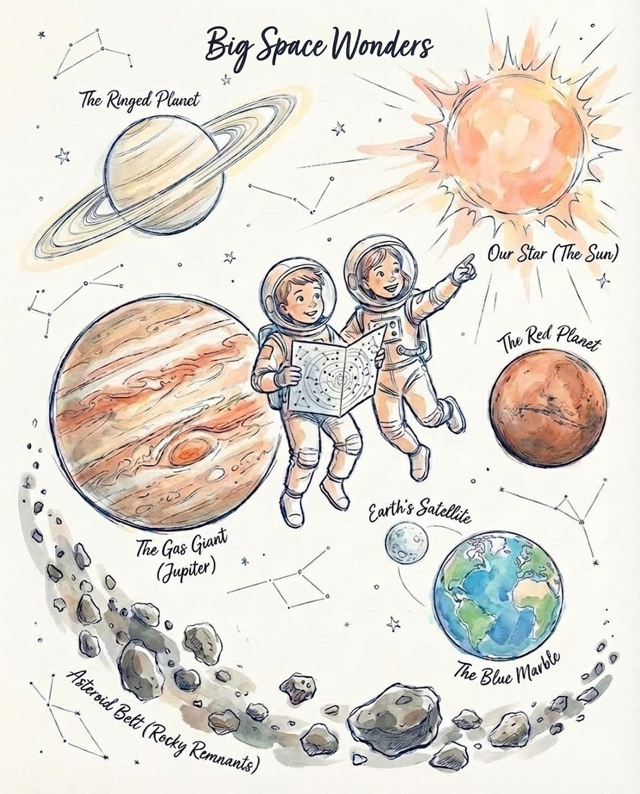 Cosmic Kiddo Quest - Space Framed Wall Art for Nursery, Playroom or Kids Bedrooms