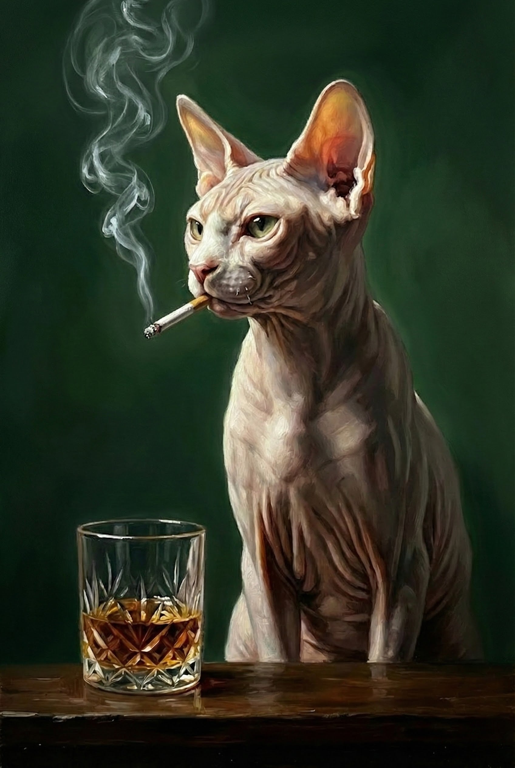 Sphynx Cat Moody Noir Wall Art - The Smoking Sphynx