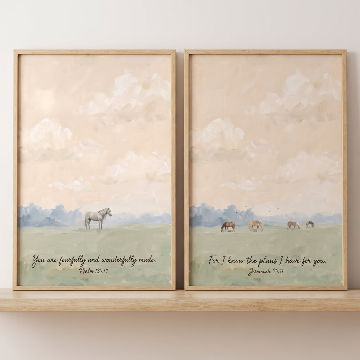 Spiritual Scripture Horse Wall Art Set of 2 - Graceful Scripture Fields