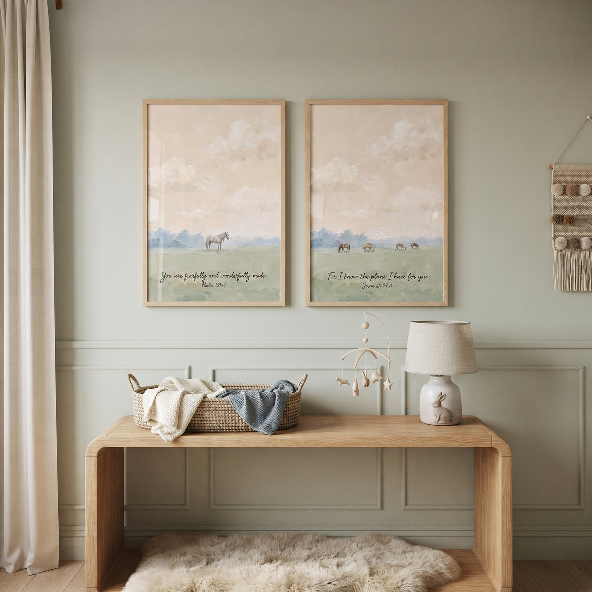 Spiritual Scripture Horse Wall Art Set of 2 - Graceful Scripture Fields
