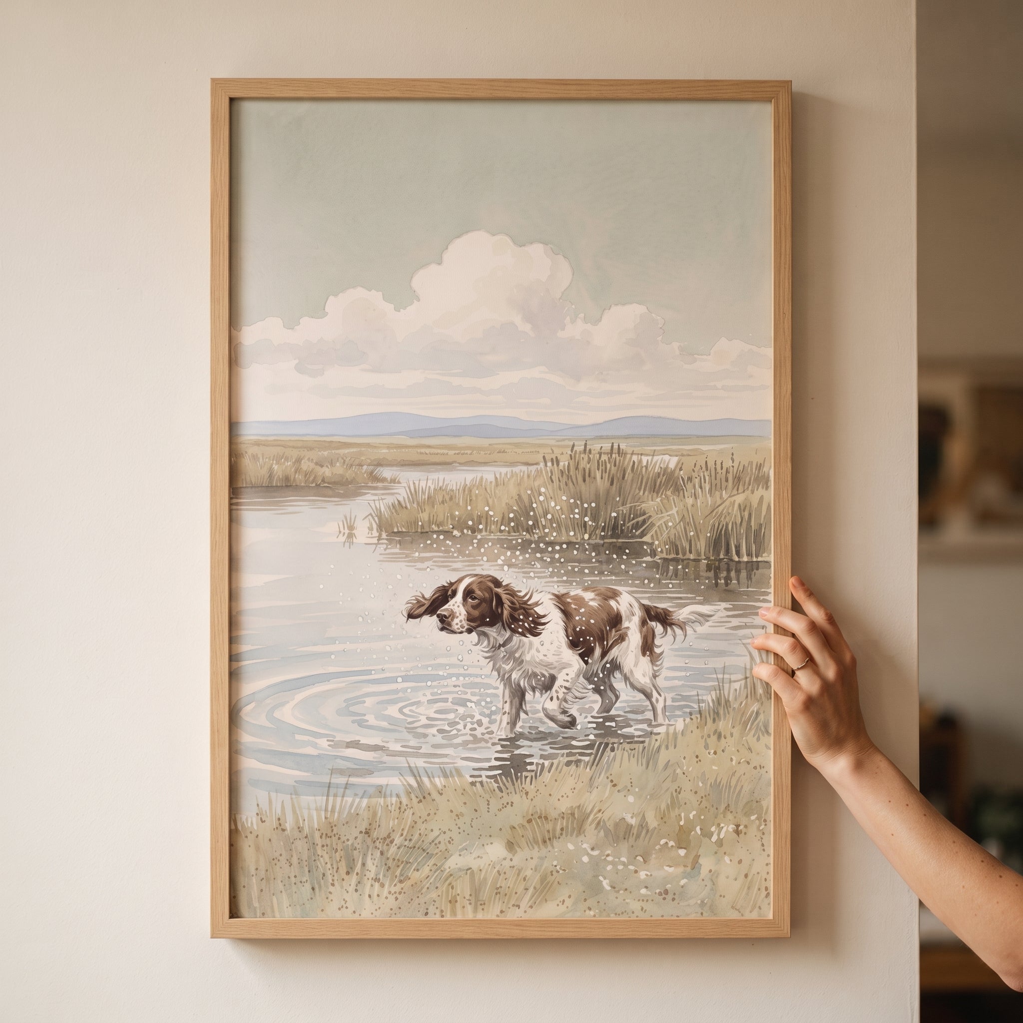 Splashing Water Springer Spaniel Dog Wall Art - Splashing Spaniel