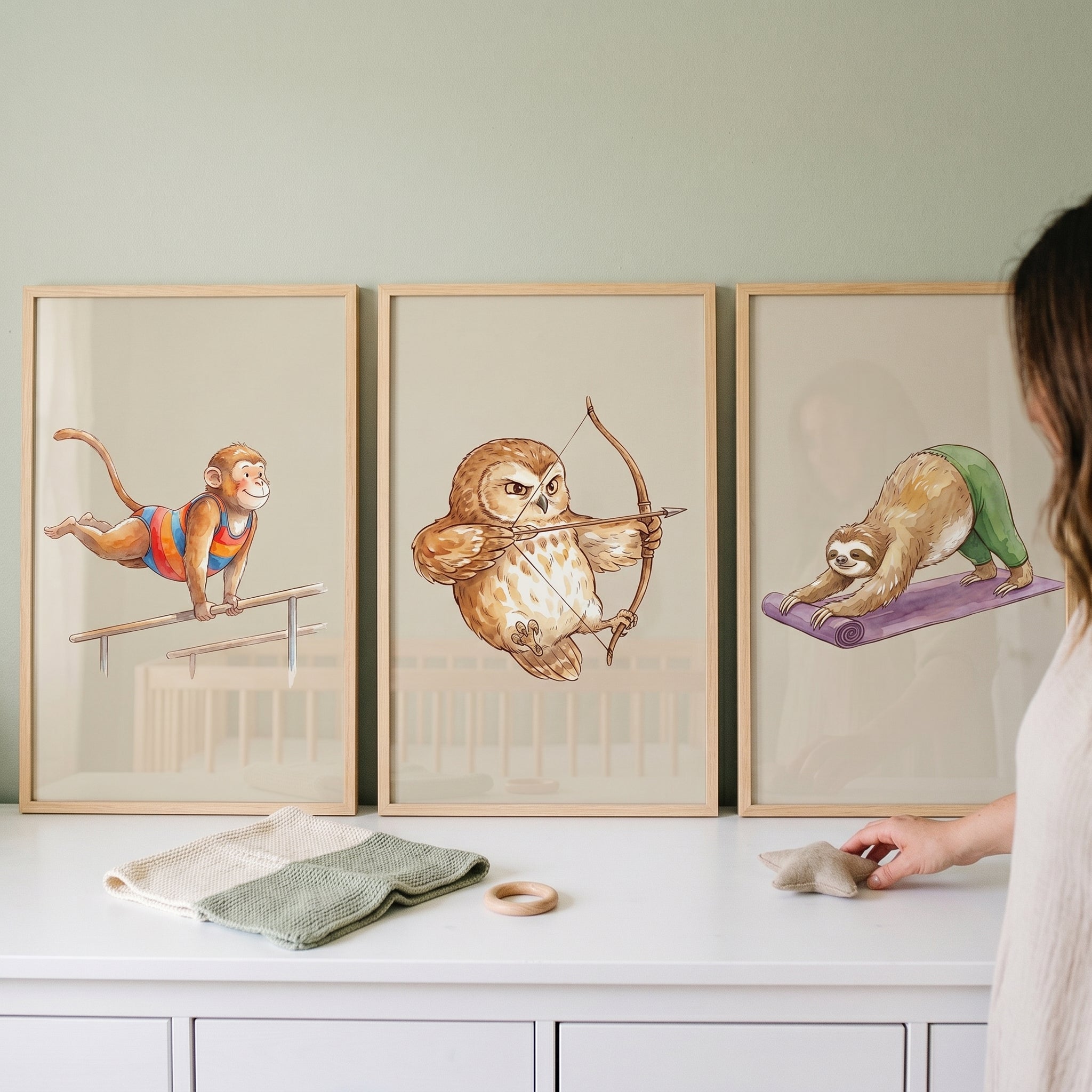 Sports Animals Wall Art Set of 3 - Sporty Forest Friends