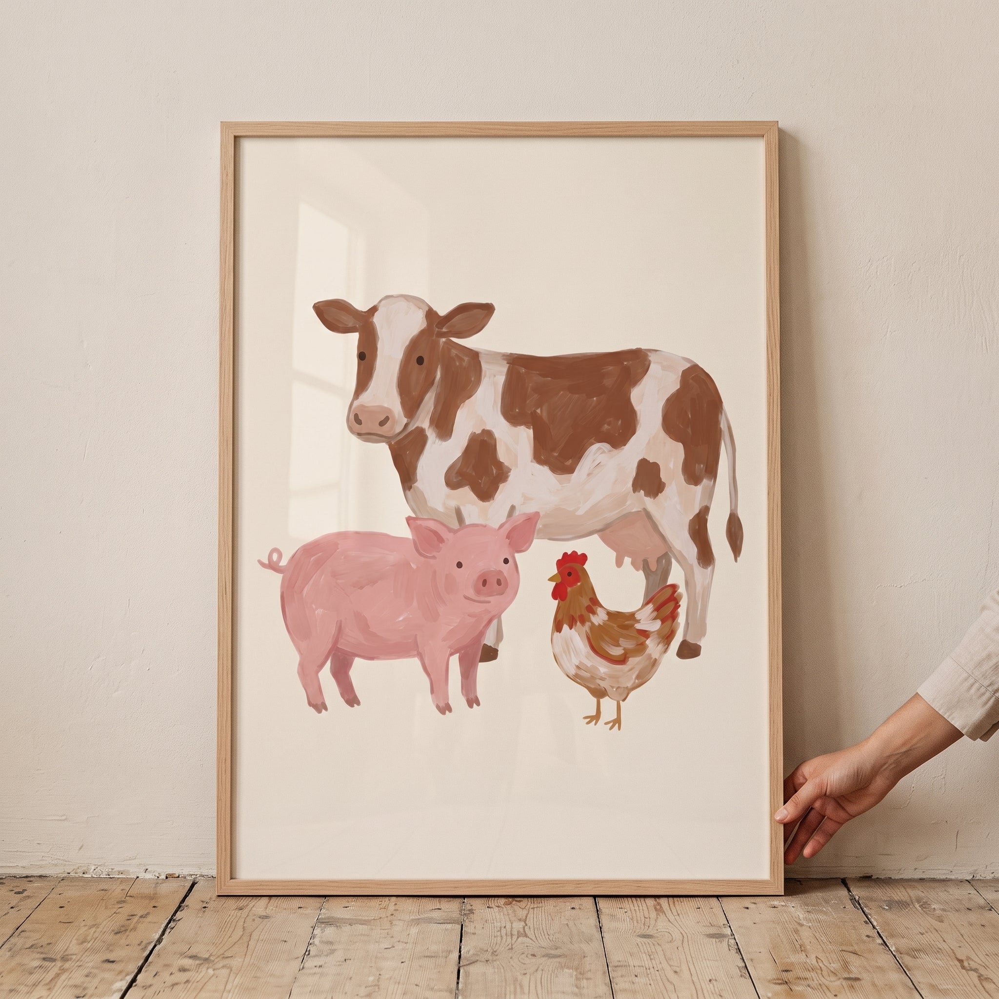 Spotted Cow Pig Chicken Animals Farm Wall Art - Farm Animal Friends