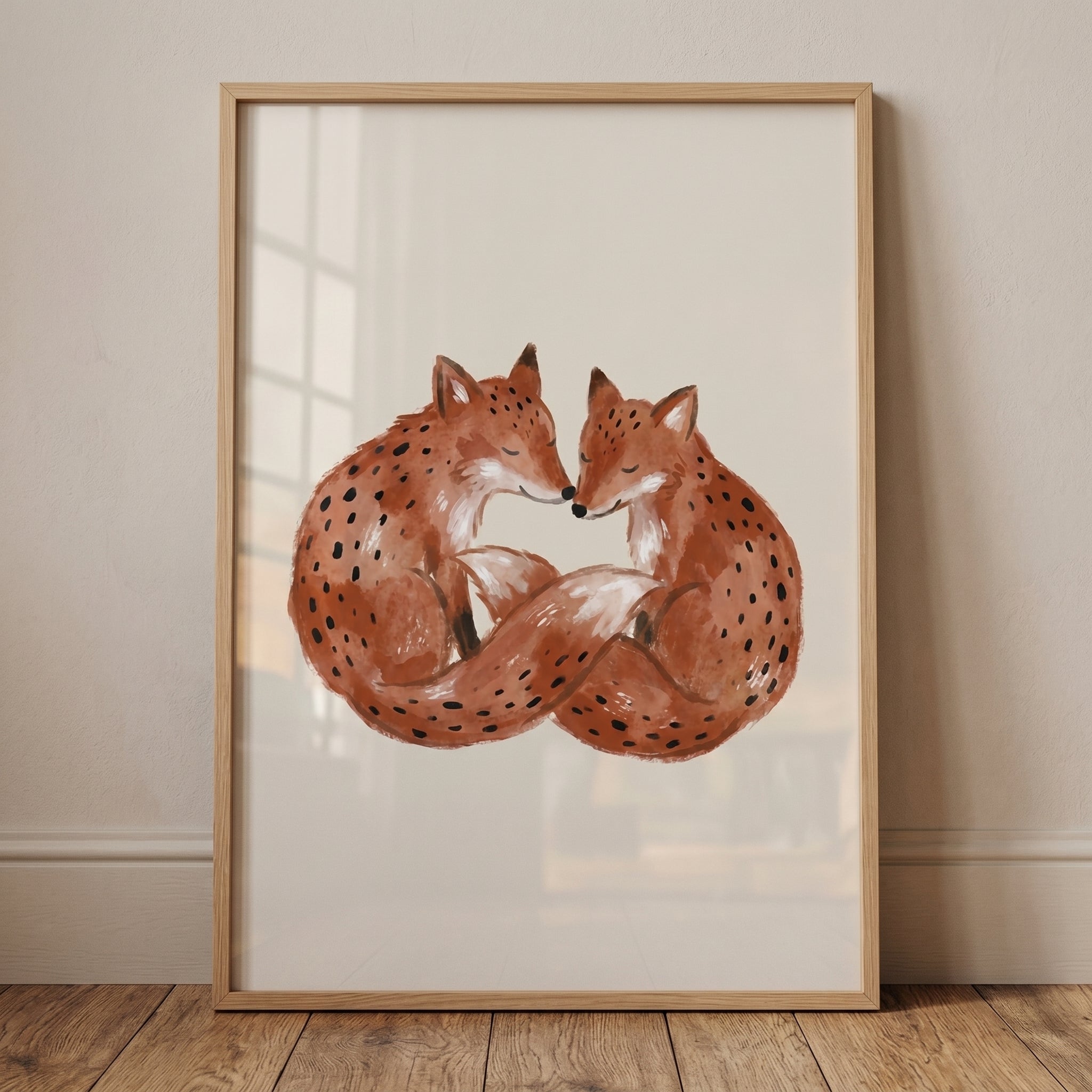 Spotted Rust Watercolor Fox Wall Art - Spotted Fox Love