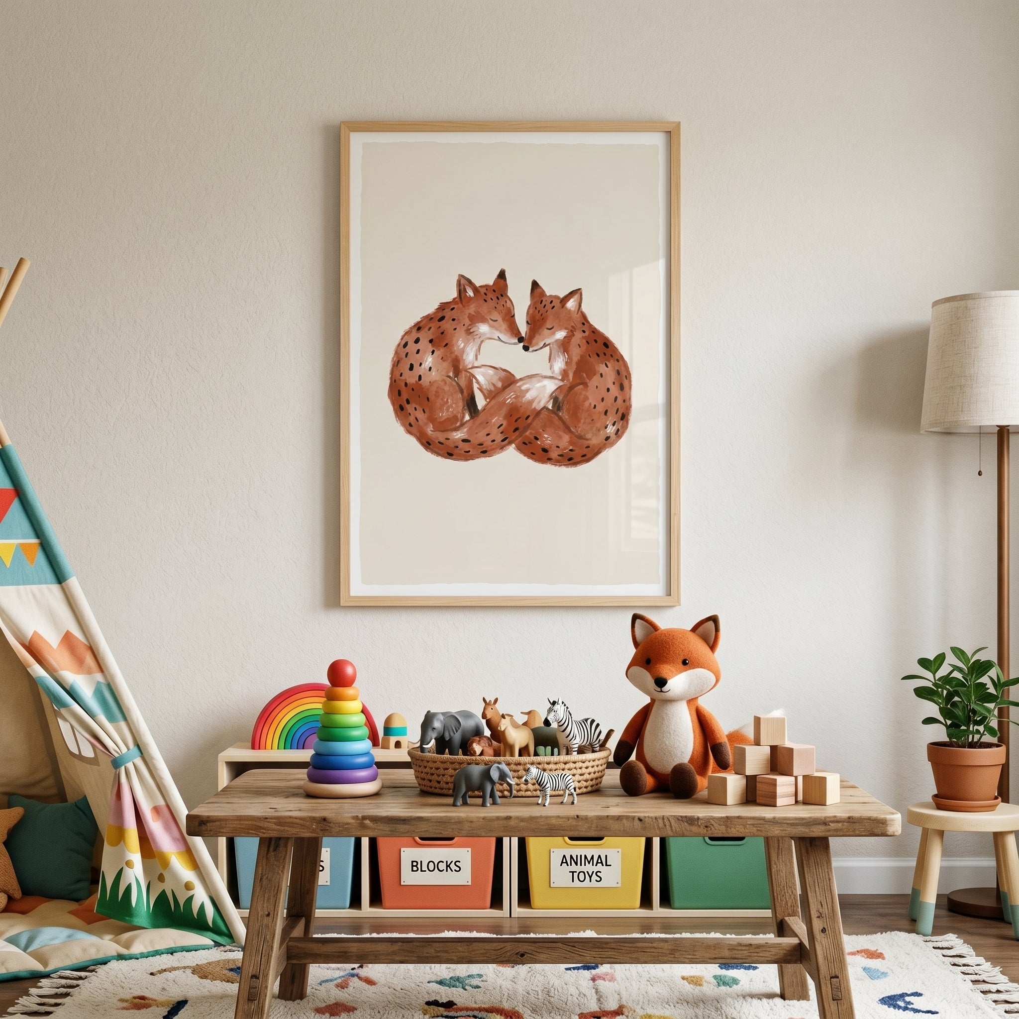 Spotted Rust Watercolor Fox Wall Art - Spotted Fox Love