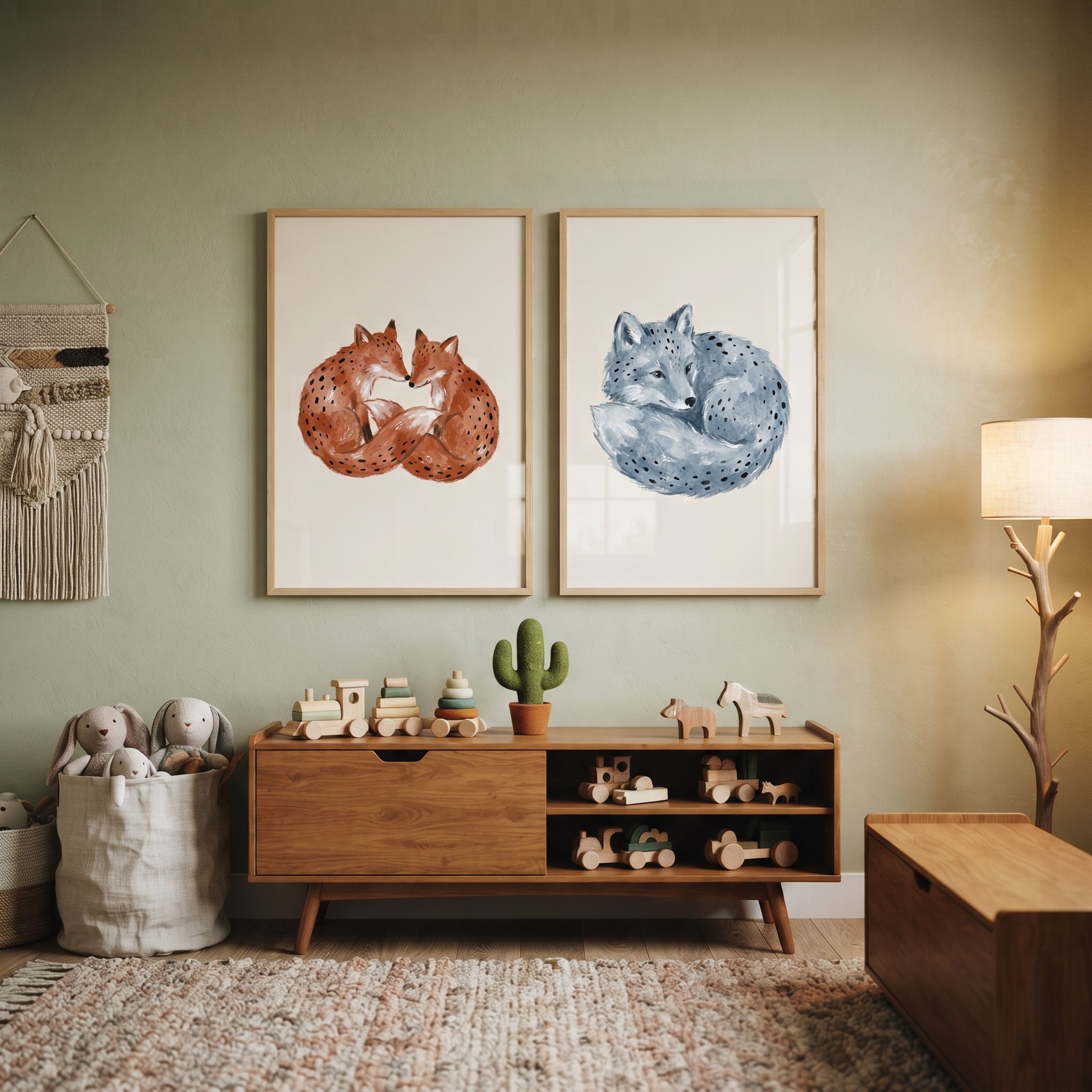 Spotted Watercolor Fox Wall Art Set of 2 - Spotted Fox Duo