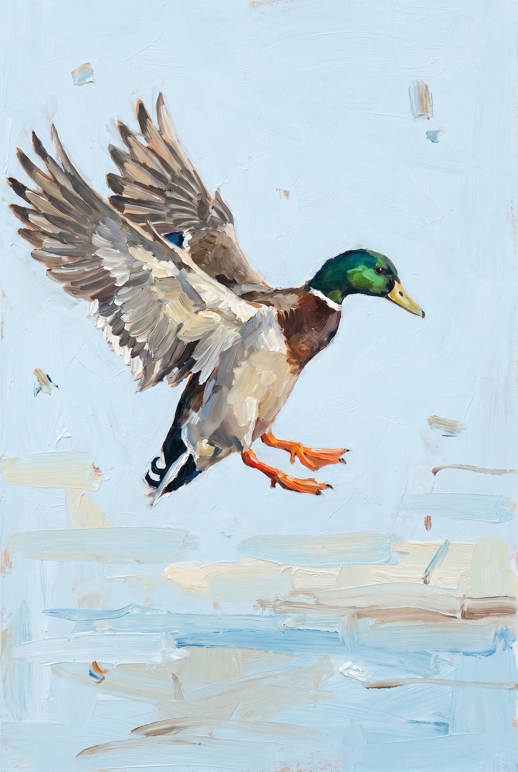 Spread Wing Landing Mallard Wall Art - Mallard Sky Descent