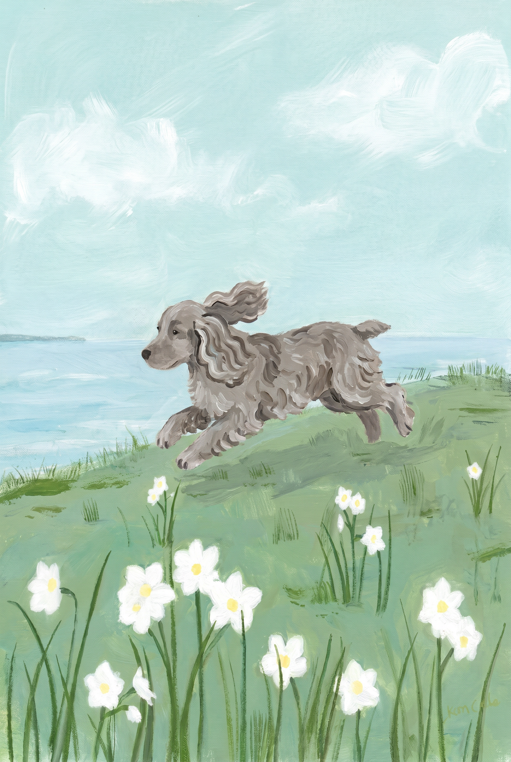 Spring Meadow Jumping Spaniel Dog Wall Art - Spring Meadow Leap