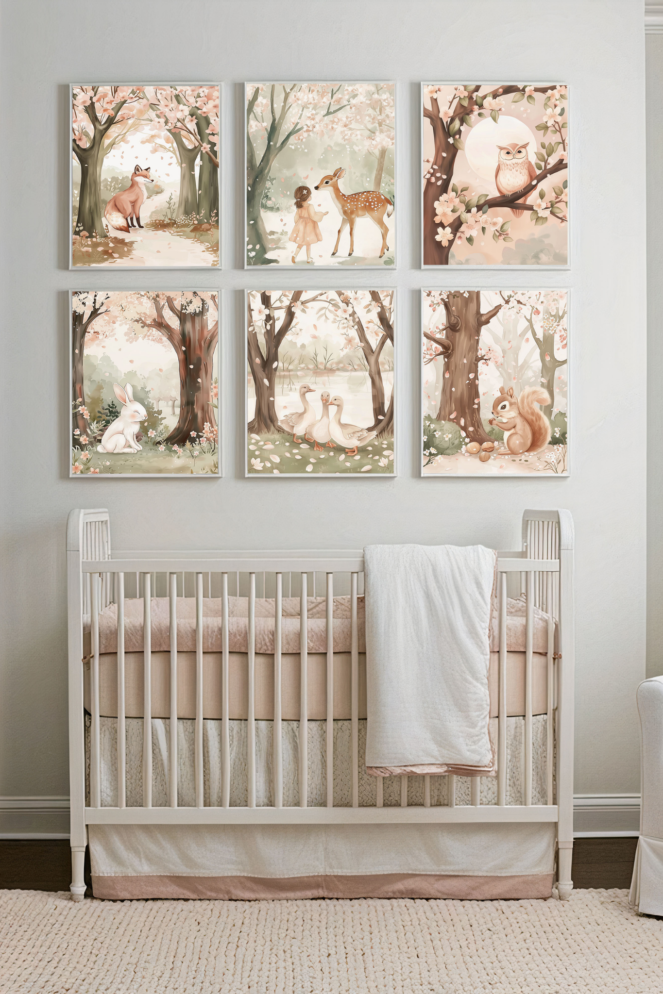 Woodland Above Crib Wall Decor Whimsical Wall Art Set Instant Kids