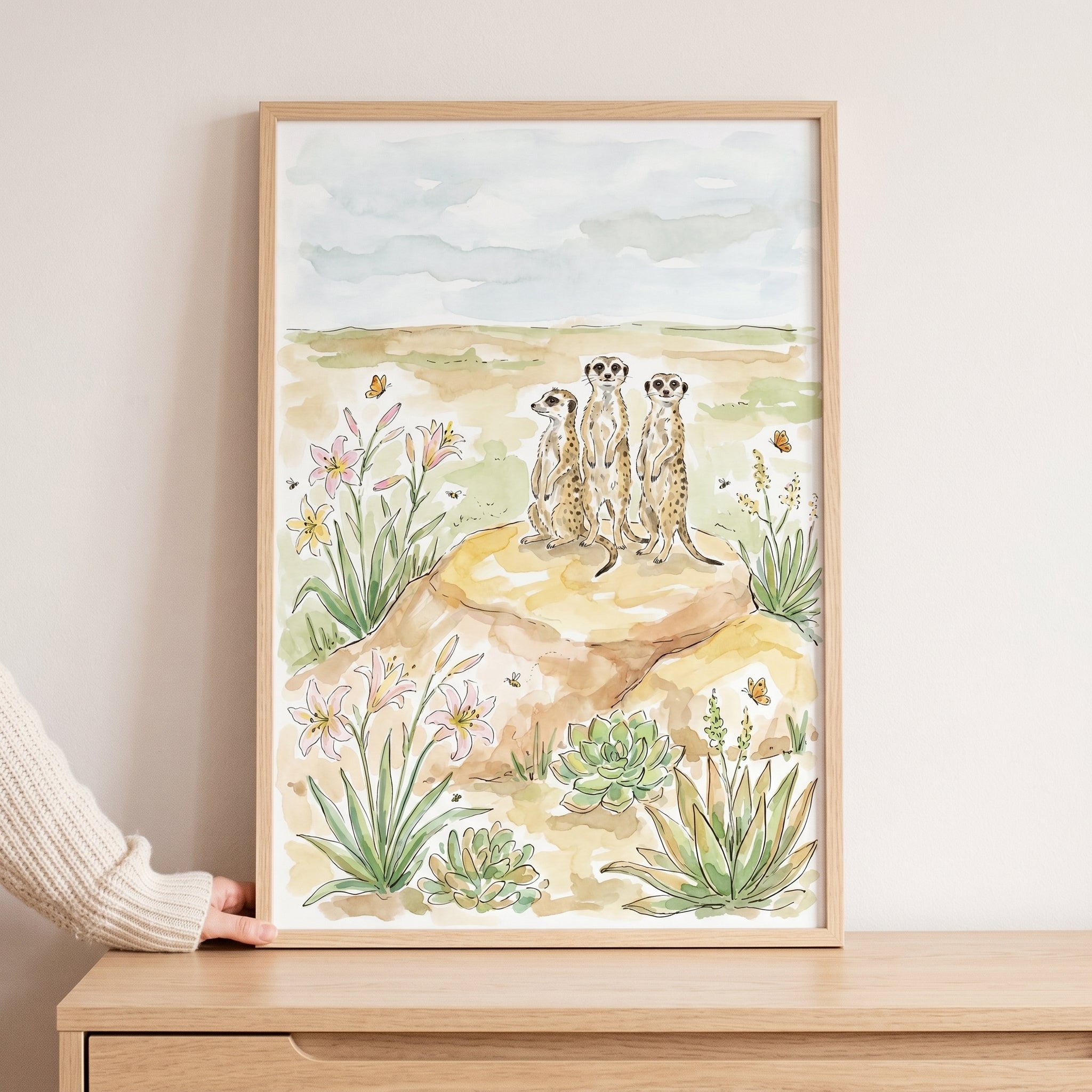 Standing Lookout Desert Meerkats Wall Art - Desert Sentinel Trio