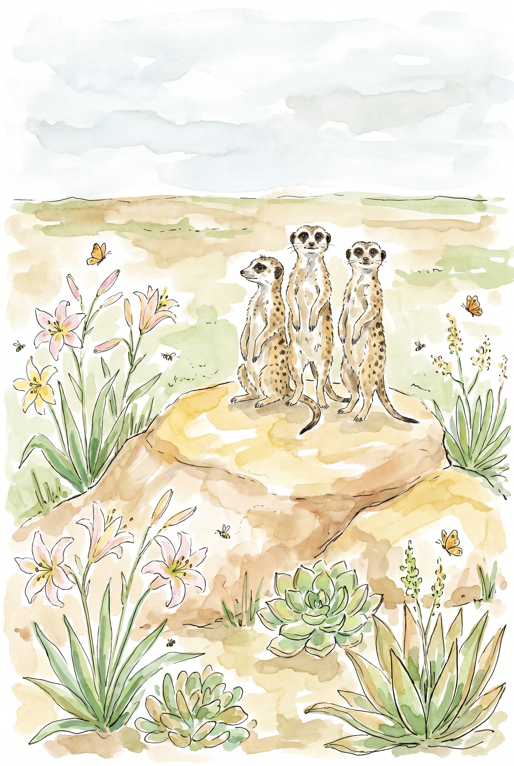 Standing Lookout Desert Meerkats Wall Art - Desert Sentinel Trio