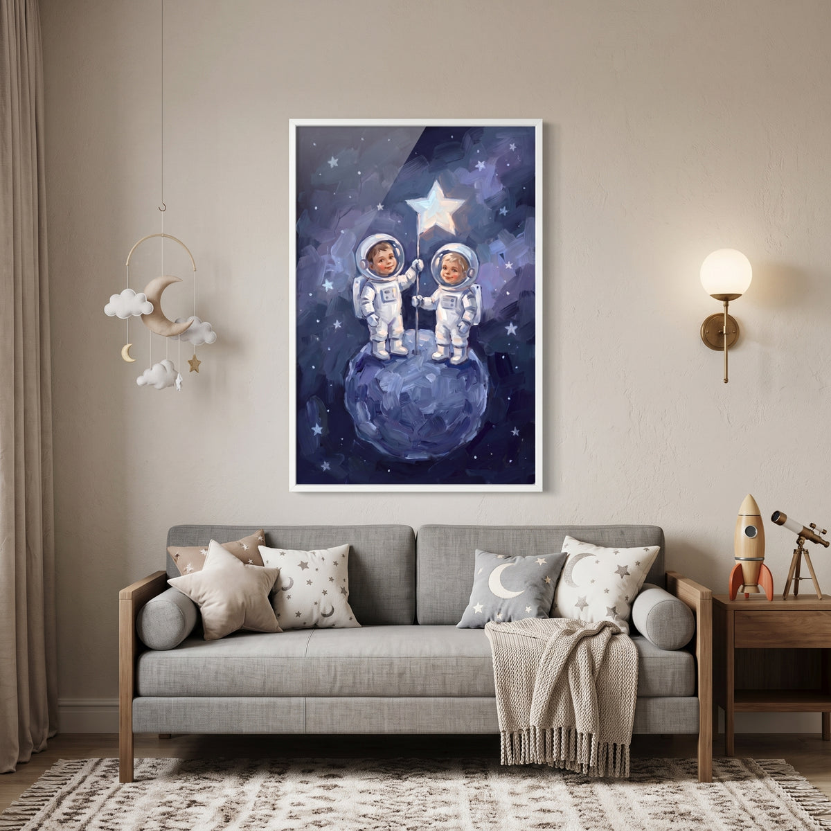 Star Flag Toddler Astronauts Wall Art - Little Star Catchers