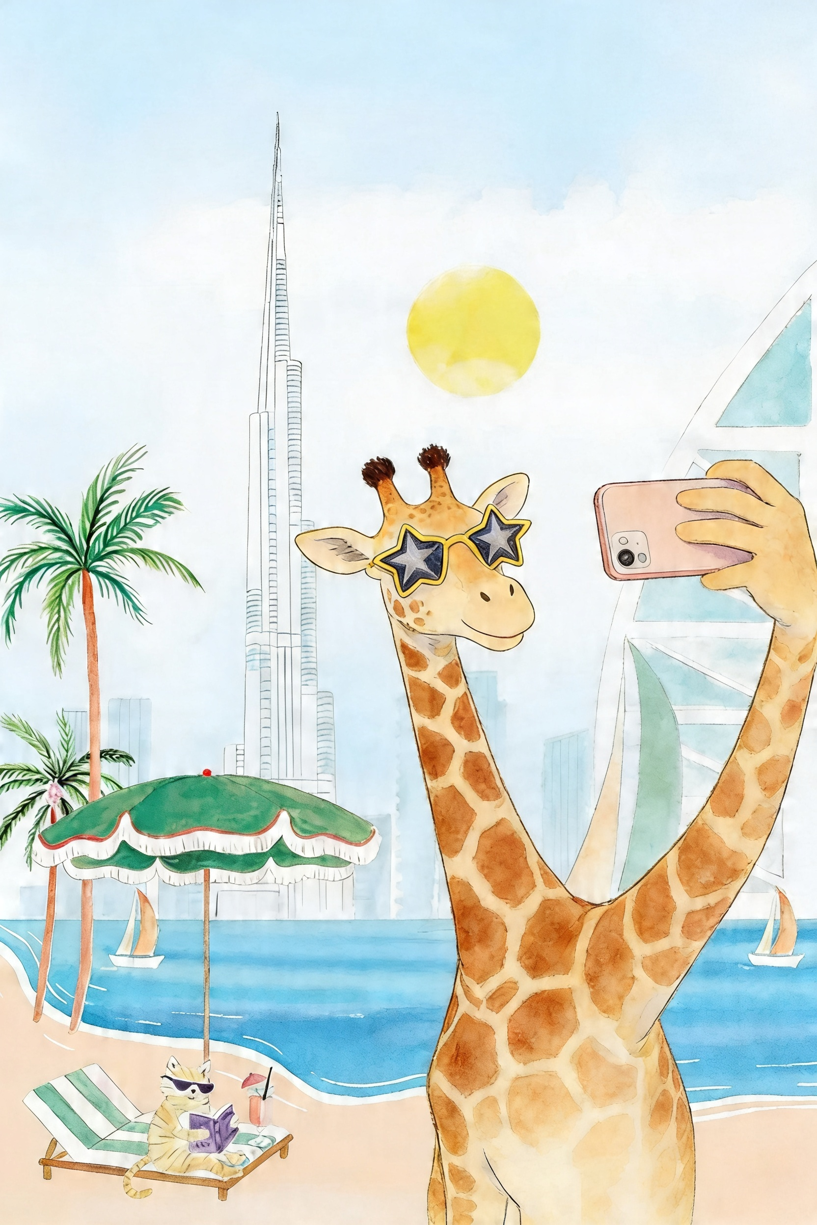 Star Sunglasses Giraffe Wall Art - Stellar Giraffe Selfie