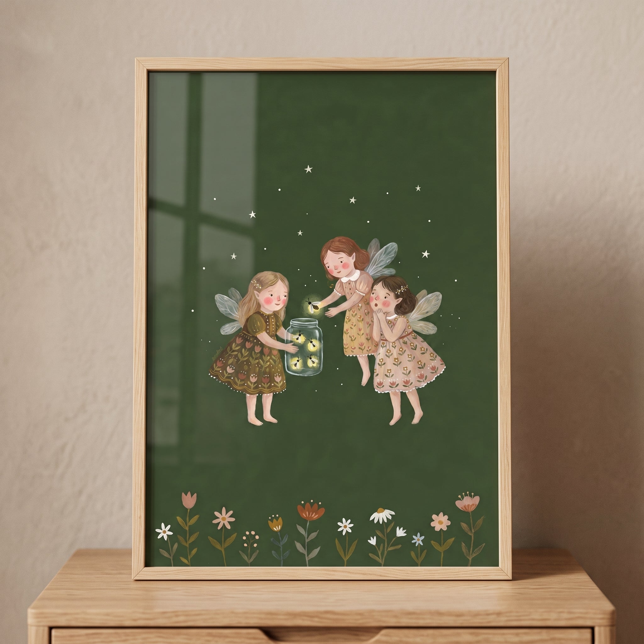 Starry Night Firefly Fairies Wall Art - Firefly Jar Magic