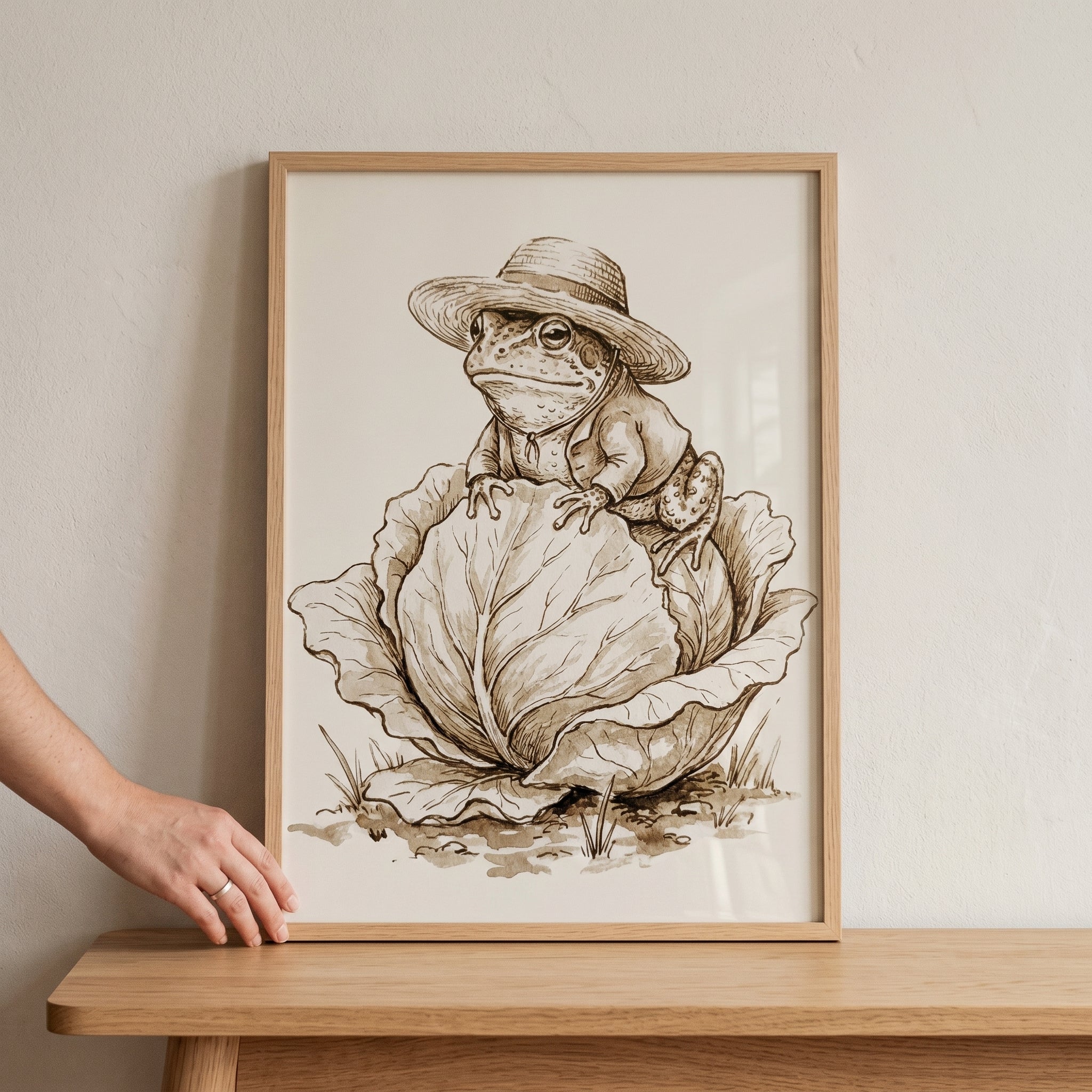 Straw Hat Garden Frog Wall Art - Gentleman Garden Toad