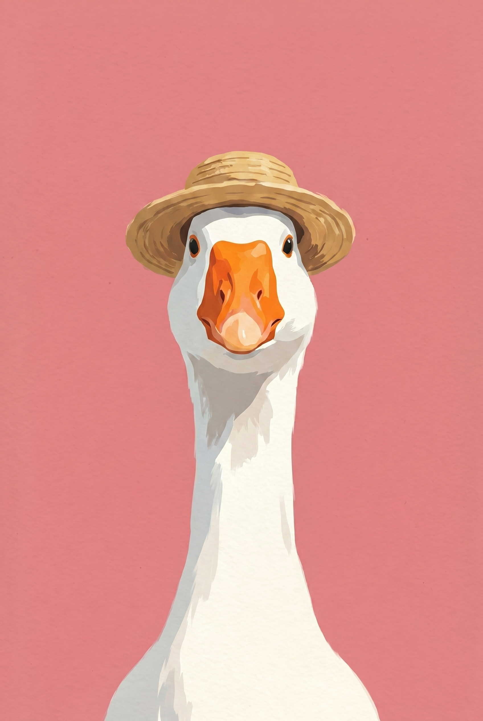 Straw Hat White Goose Wall Art - Dapper Straw Goose