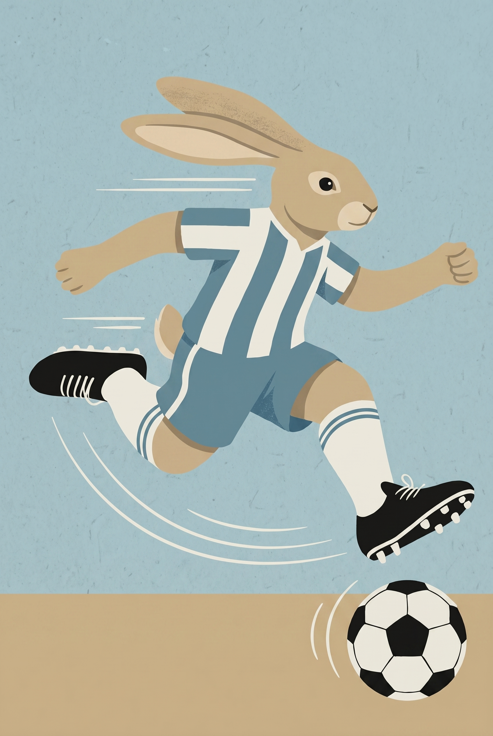 Striped Jersey Soccer Rabbit Wall Art - Speedy Bunny Kick