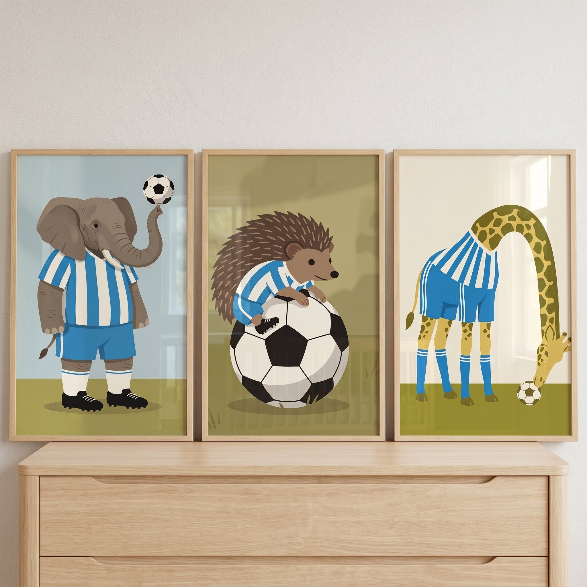 Striped Kit Soccer Animal Artwork Set of 3 - Wild Soccer Stars