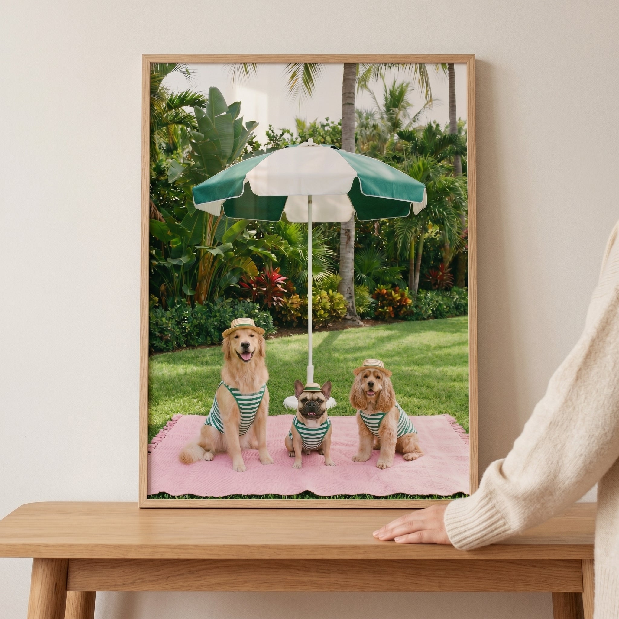 Striped Swimsuit Garden Dog Wall Art - Paradise Paws