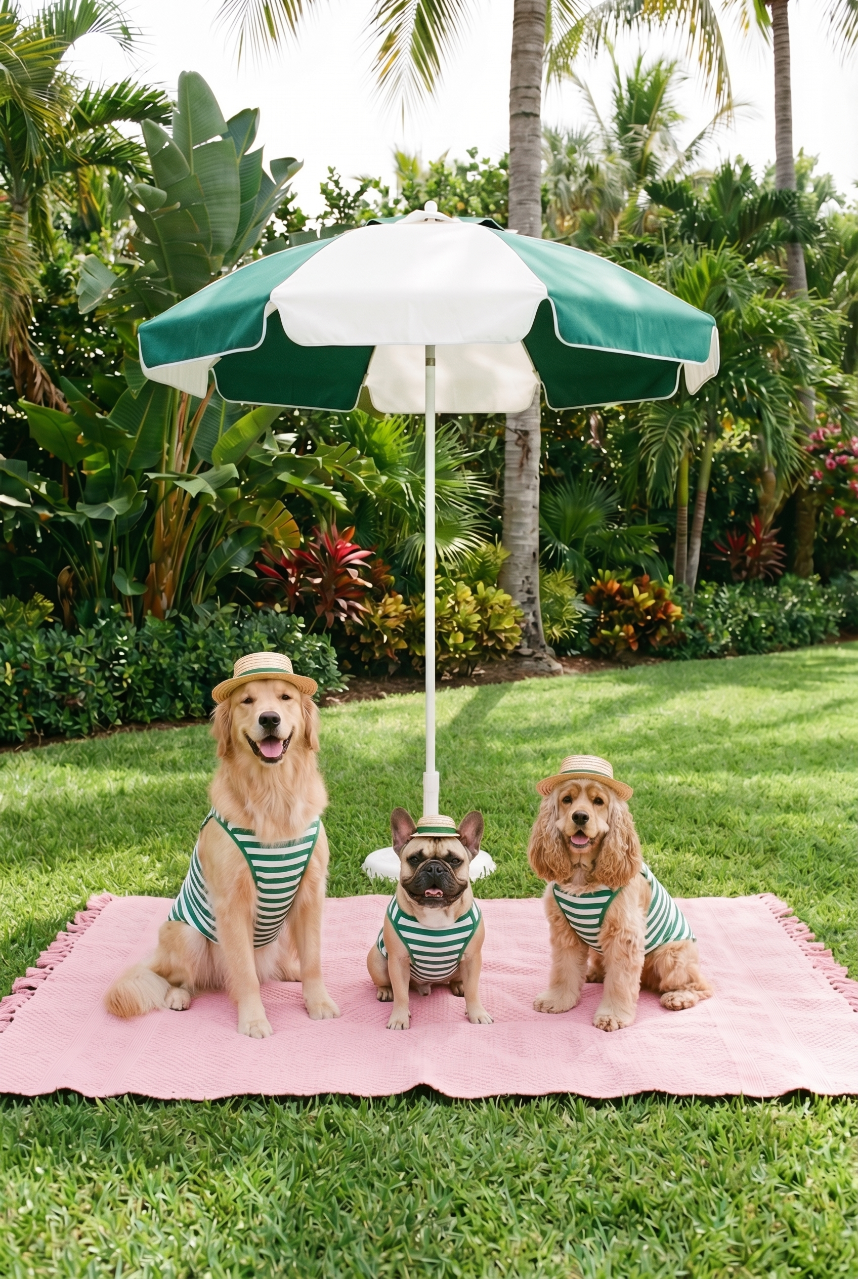 Striped Swimsuit Garden Dog Wall Art - Paradise Paws