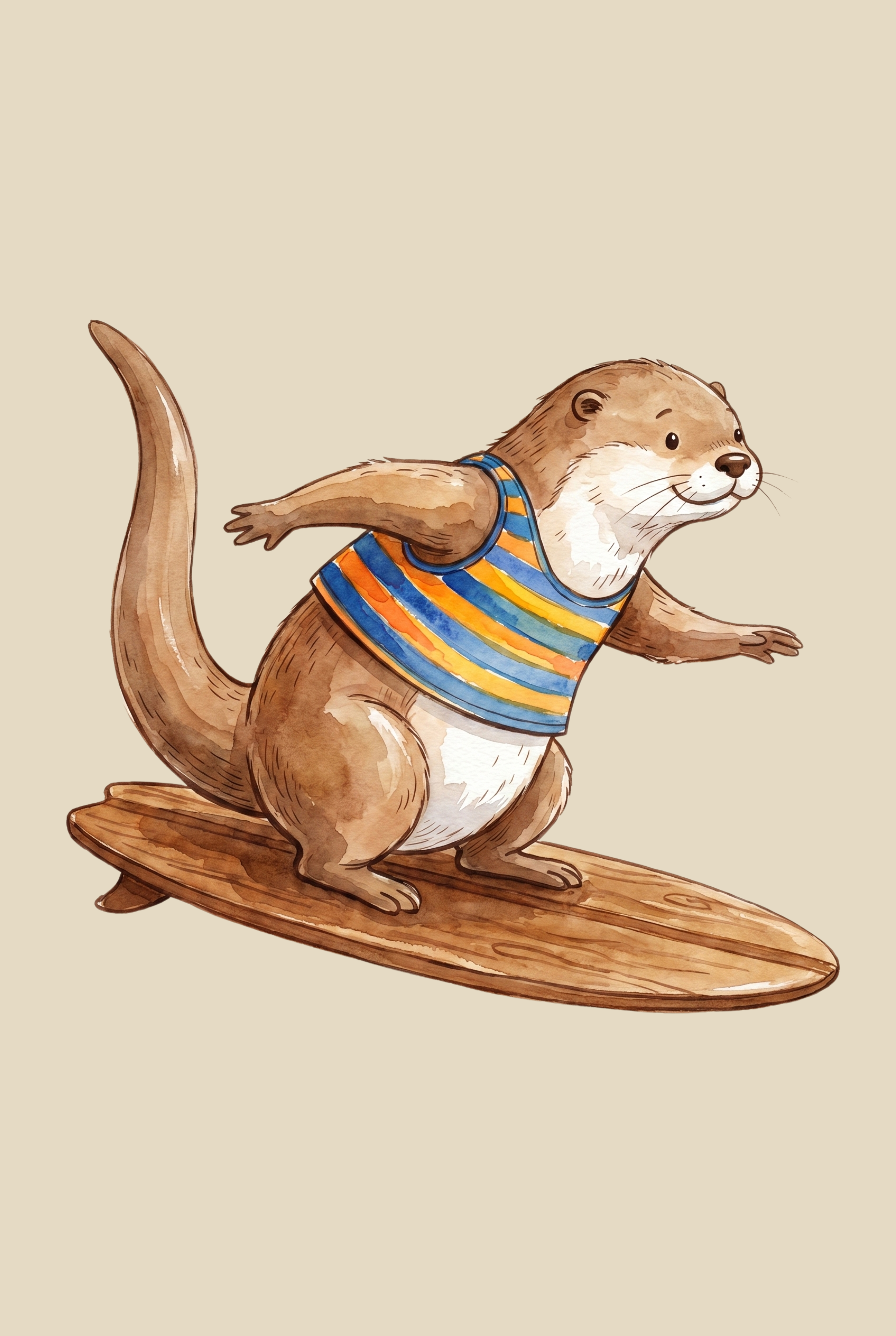 Striped Vest Surfing Otter Artwork - Surfing Otter Buddy